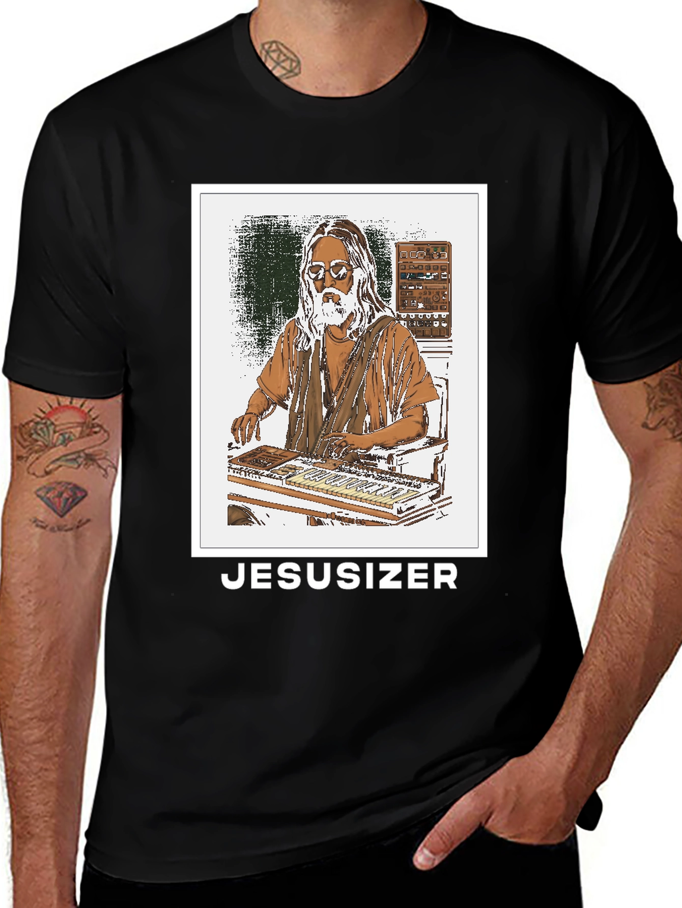 Variant 20 of Jesusizer Synth T-Shirt - Musical Humor Tee
