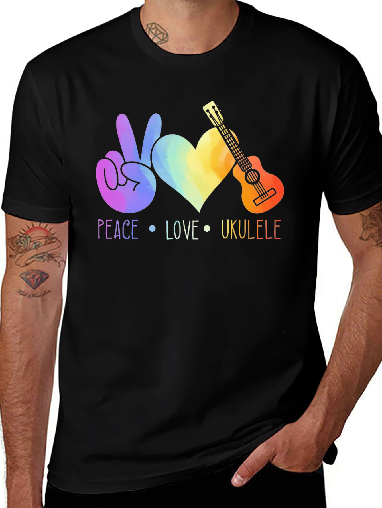 Variant 23 of Peace Love Ukulele Graphic Tee