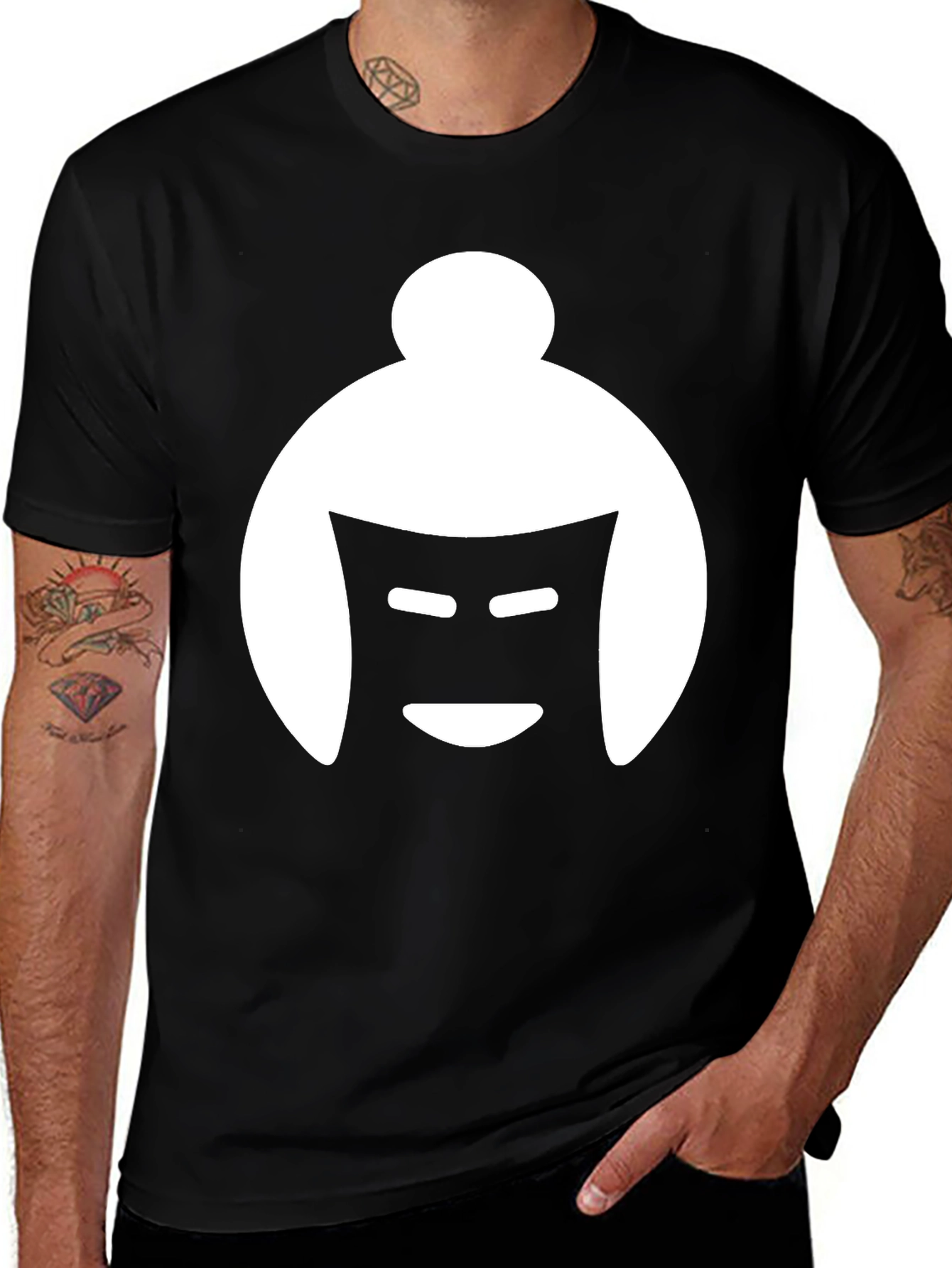 Variant 10 of Sumo Wrestler Graphic T-Shirt - Black Cotton Tee
