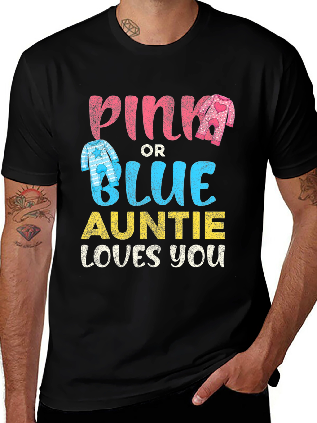Pink or Blue Auntie Loves You Gender Reveal T-Shirt