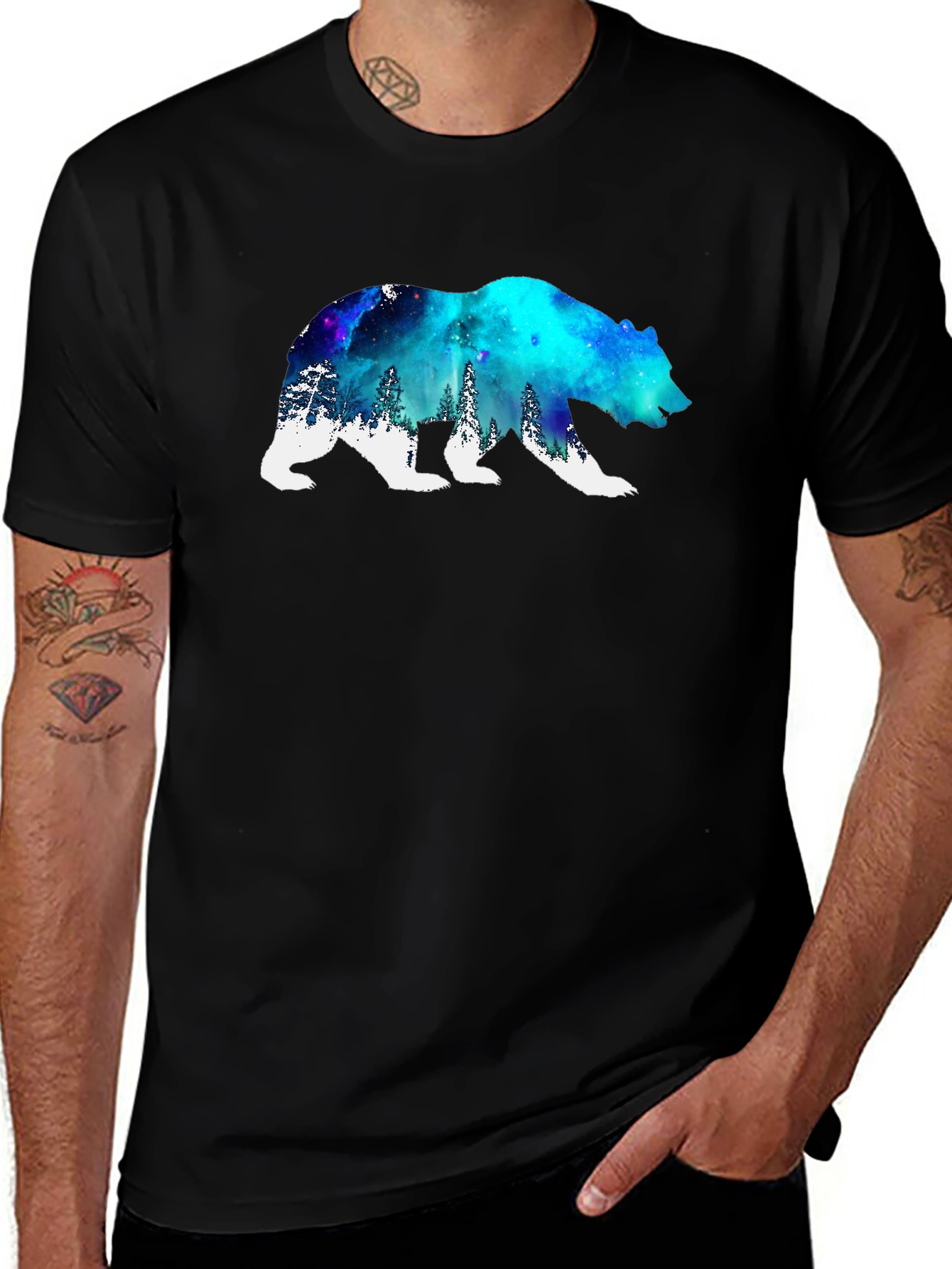 Variant 21 of Galaxy Bear Graphic Tee - Black