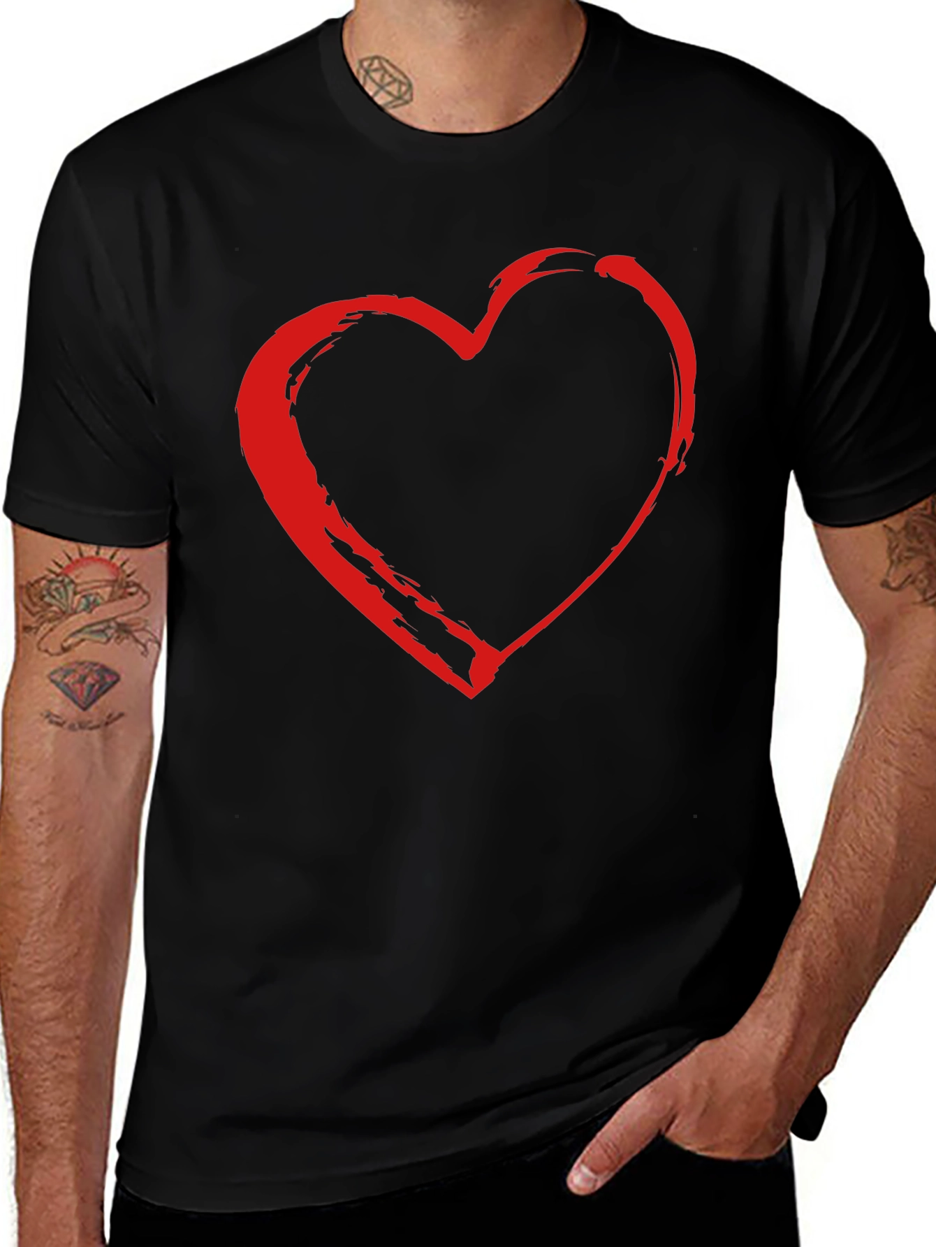 Variant 30 of Heart Graphic Black T-Shirt