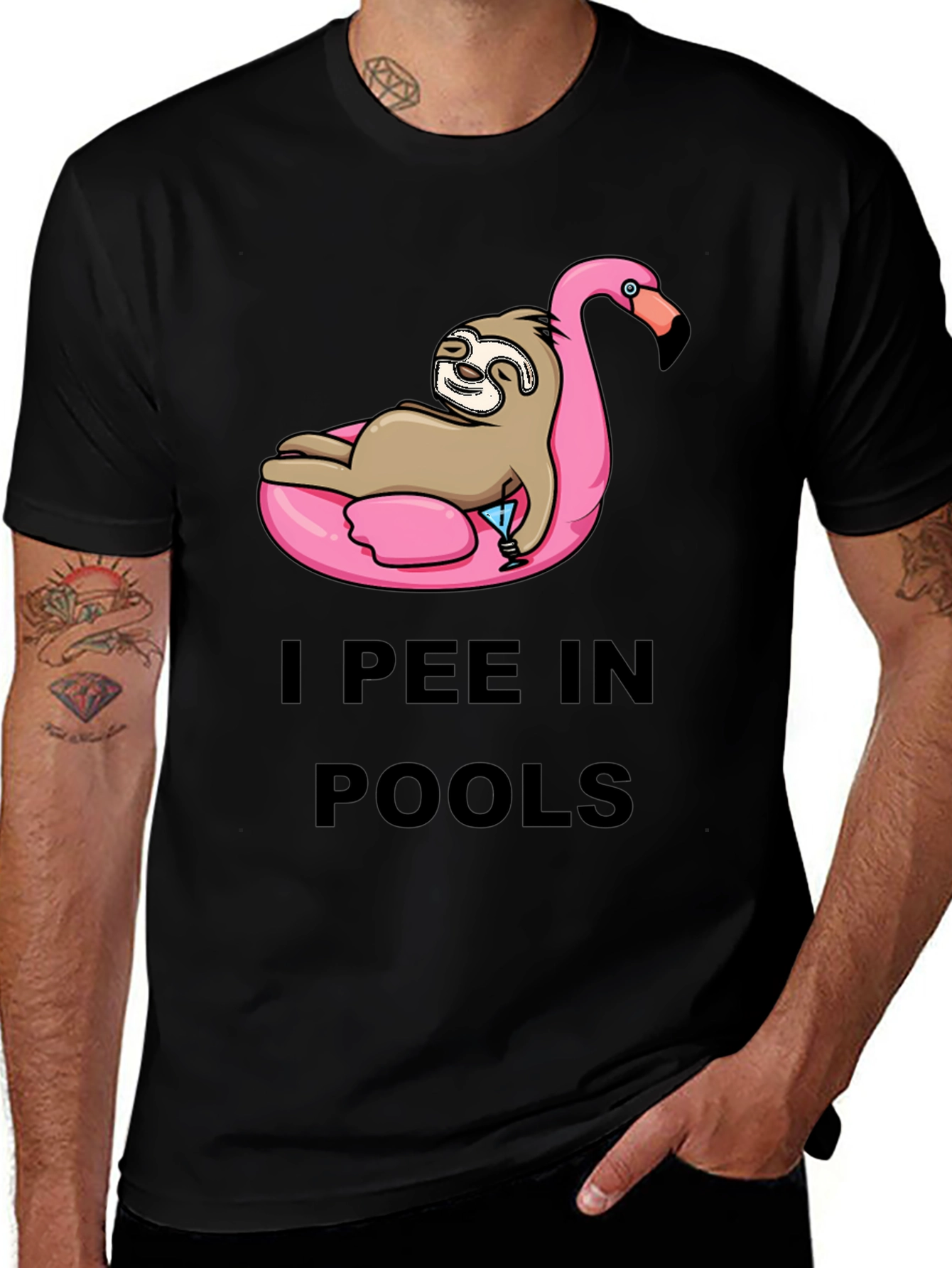 Variant 22 of I Pee in Pools Sloth Flamingo T-Shirt