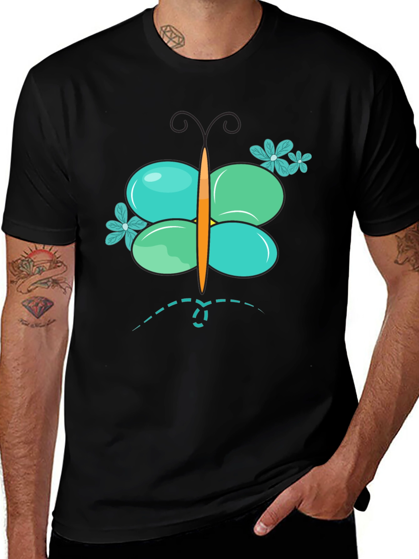 Variant 9 of Butterfly Graphic Men's Black T-Shirt
