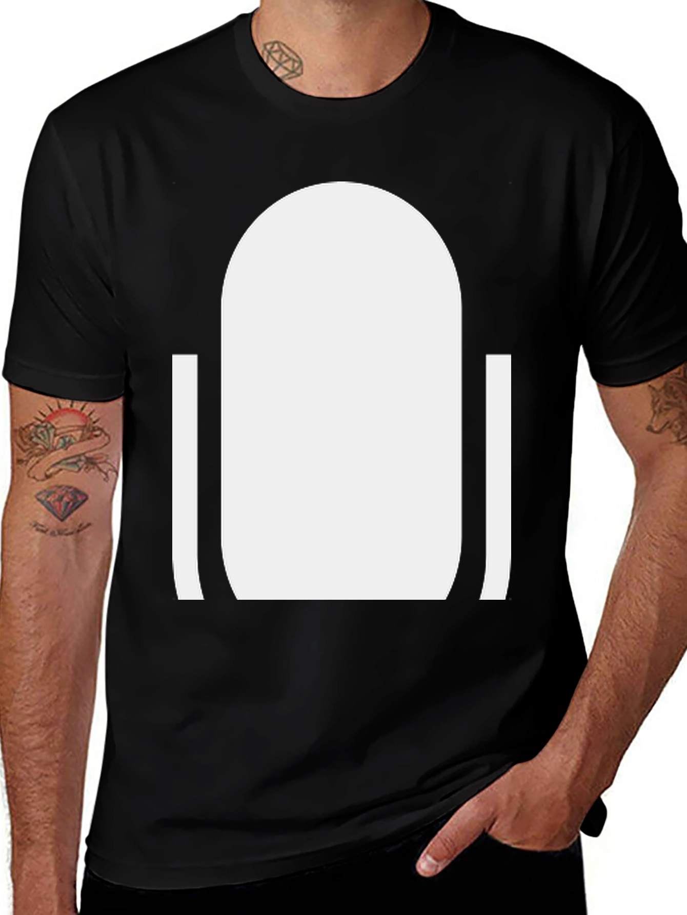Variant 16 of Modern White Doorway Graphic Black T-Shirt