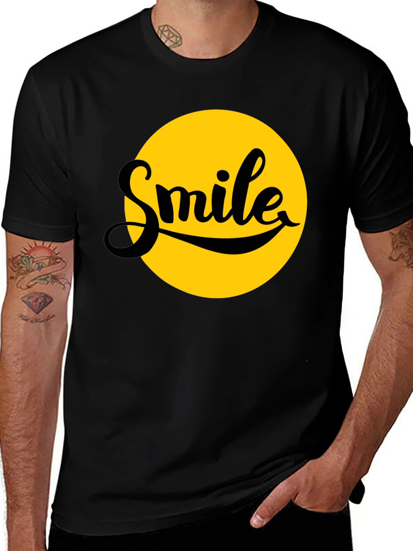 Variant 14 of Smile Graphic T-Shirt - Black - Soft Cotton