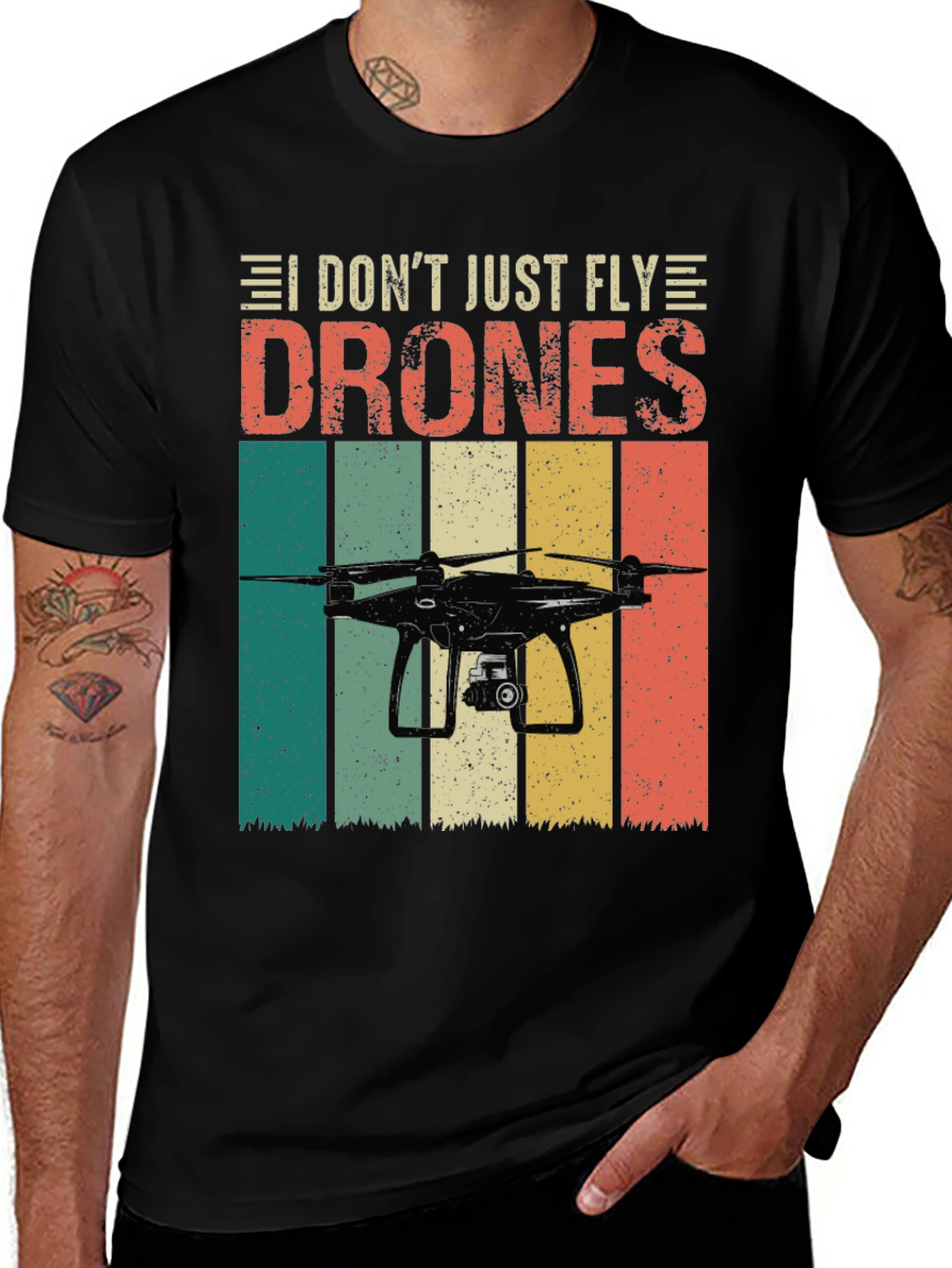 Variant 9 of I Don't Just Fly Drones Black T-Shirt