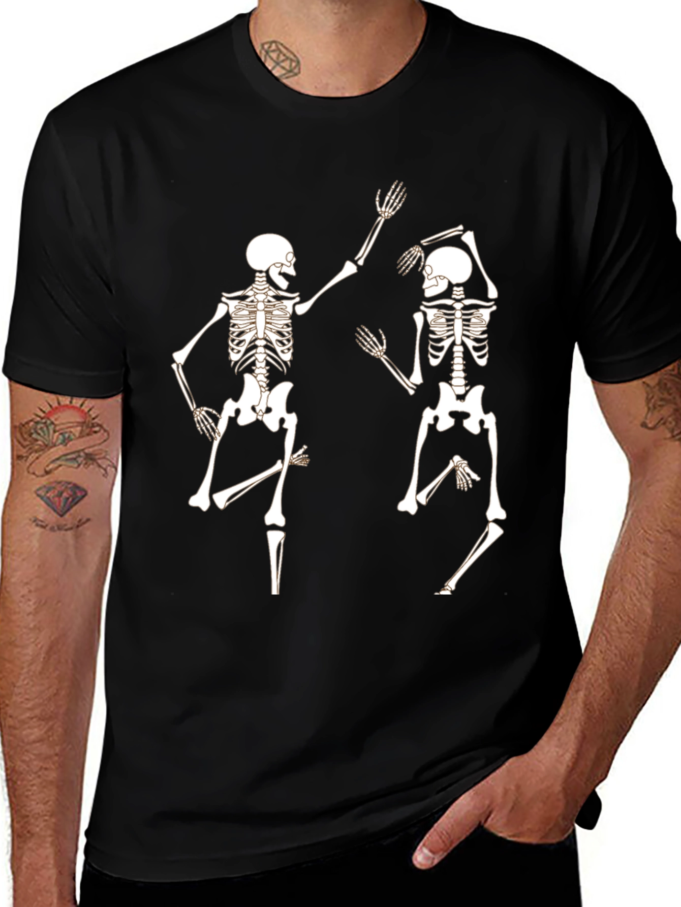 Variant 30 of Dancing Skeletons Graphic Tee - Fun Halloween Shirt