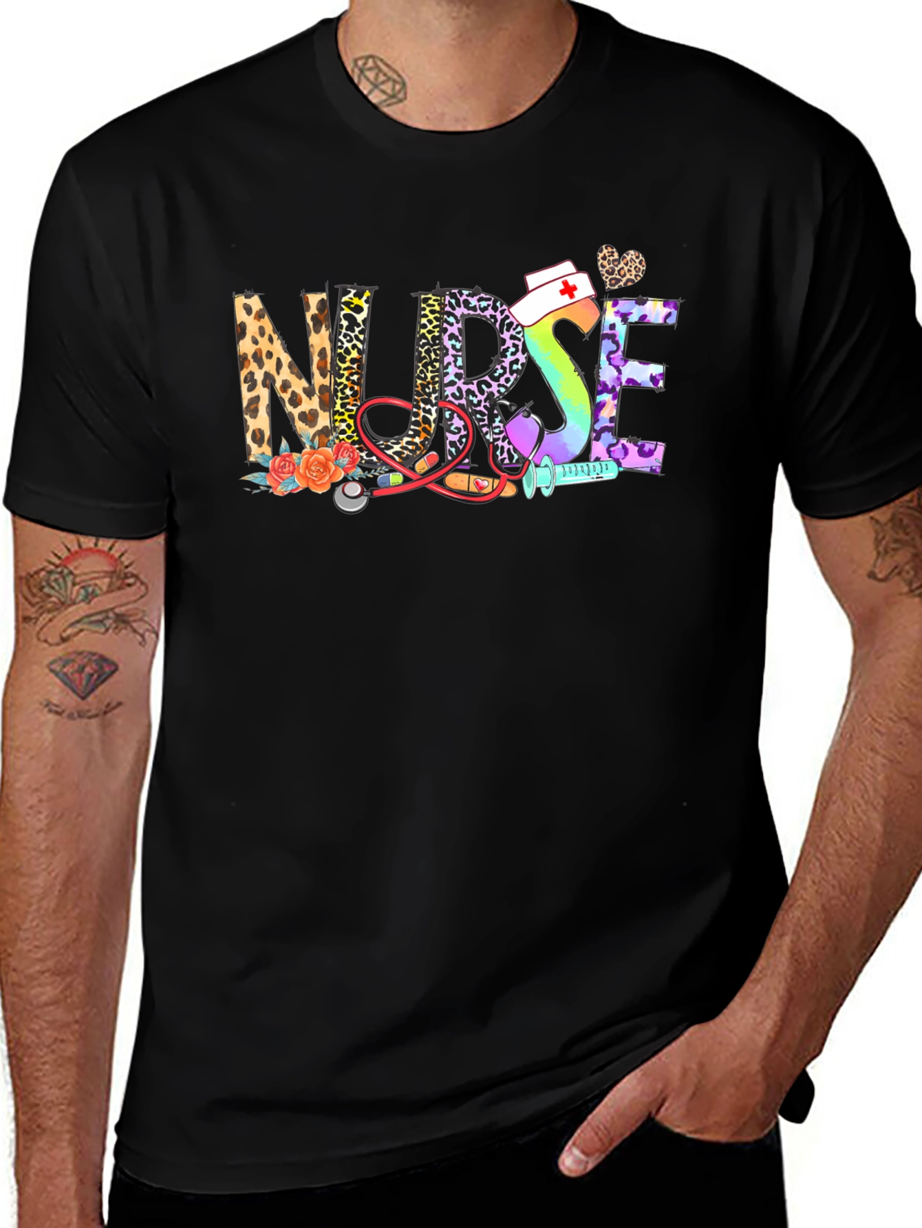 Variant 28 of Nurse Leopard Print Graphic T-Shirt