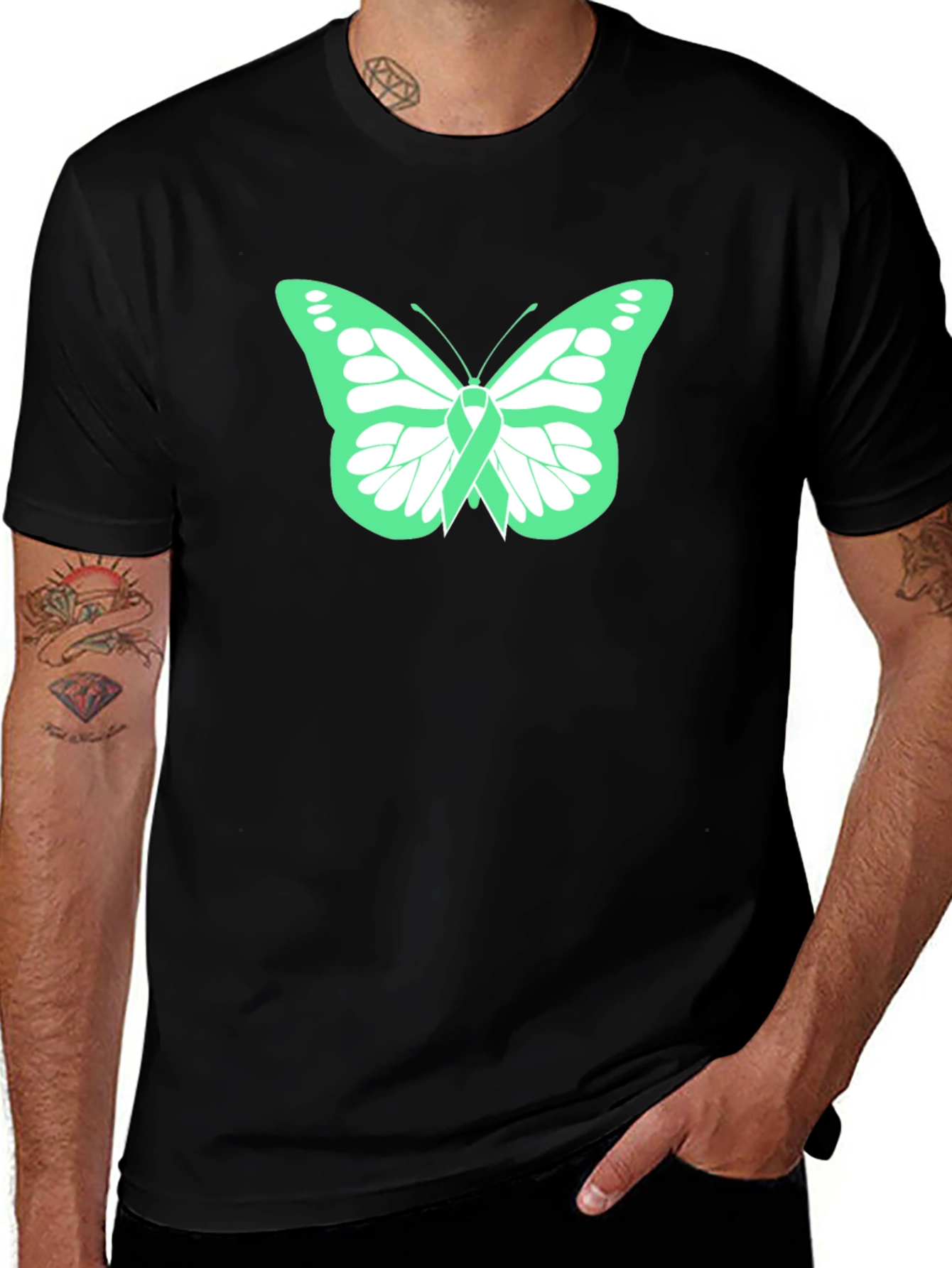 Variant 5 of Green Butterfly Ribbon Mental Health Awareness Tee