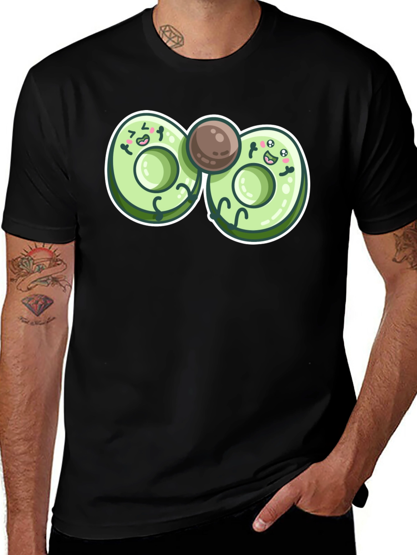 Cute Avocado Infinity Symbol Black T-Shirt