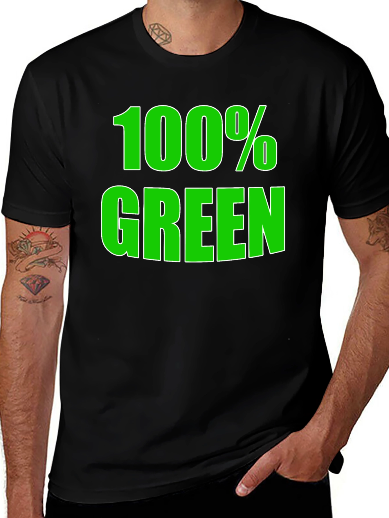 Variant 2 of 100% Green Graphic Tee -  Eco-Friendly Shirt