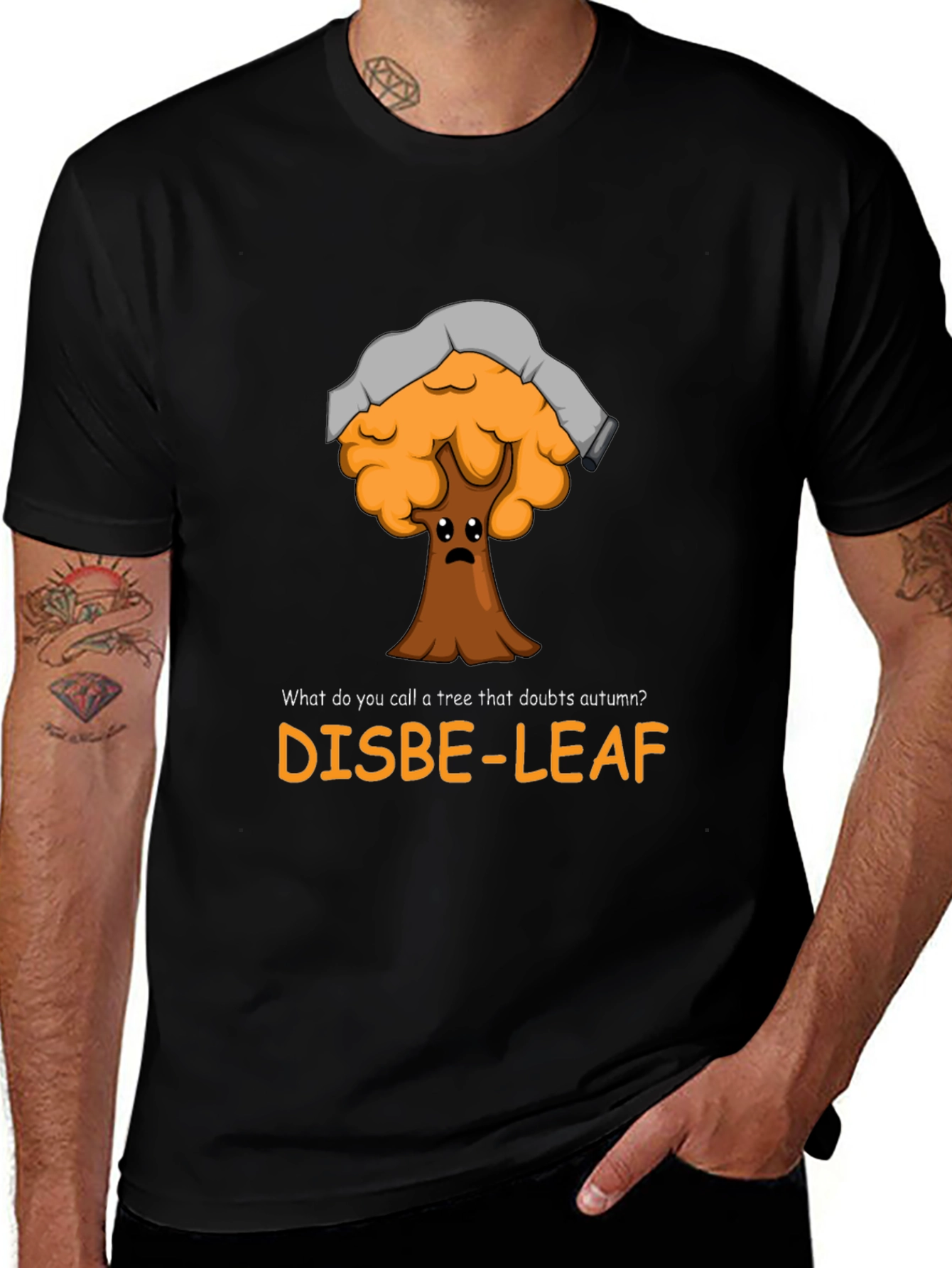 Variant 9 of Funny 'Disbe-leaf' Autumn Tree Pun T-Shirt