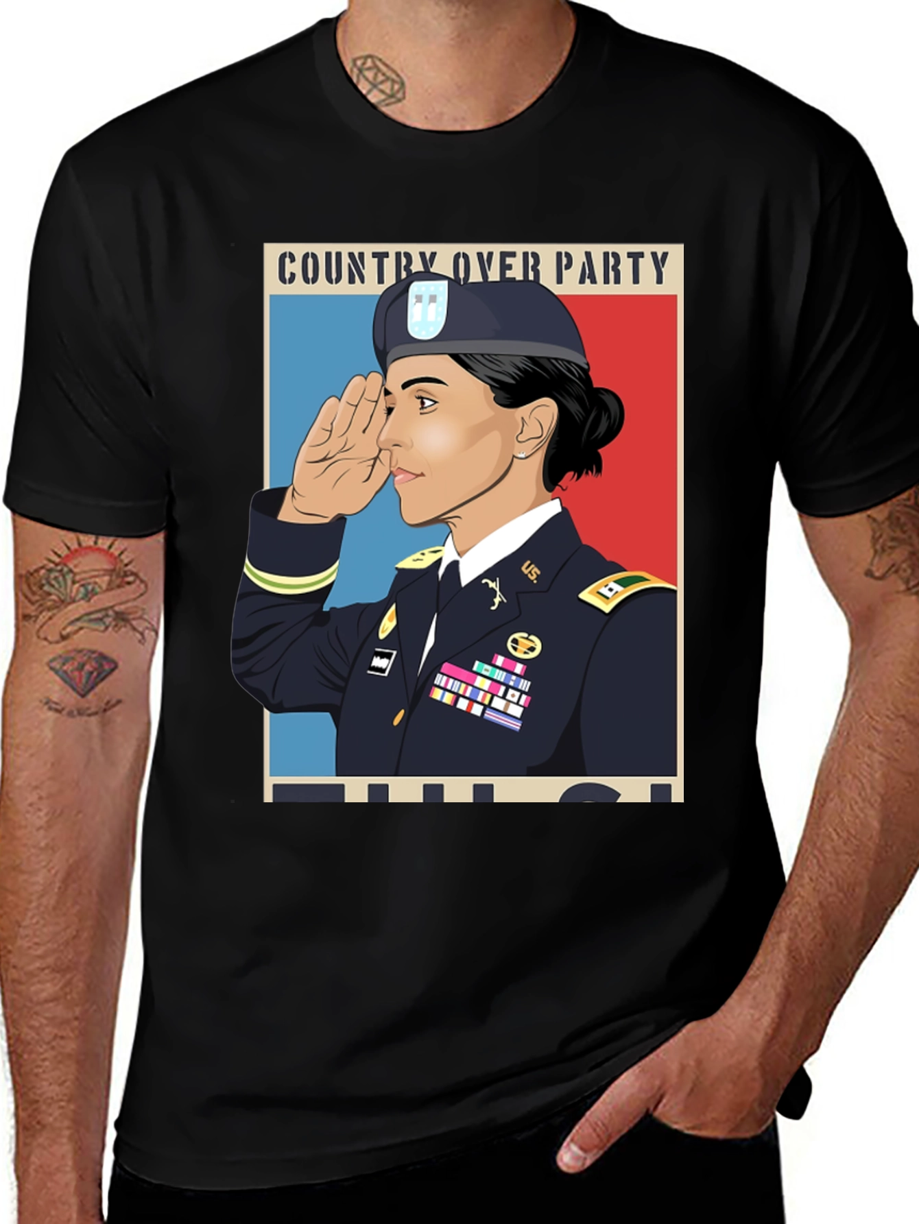 Country Over Party Woman Army T-Shirt