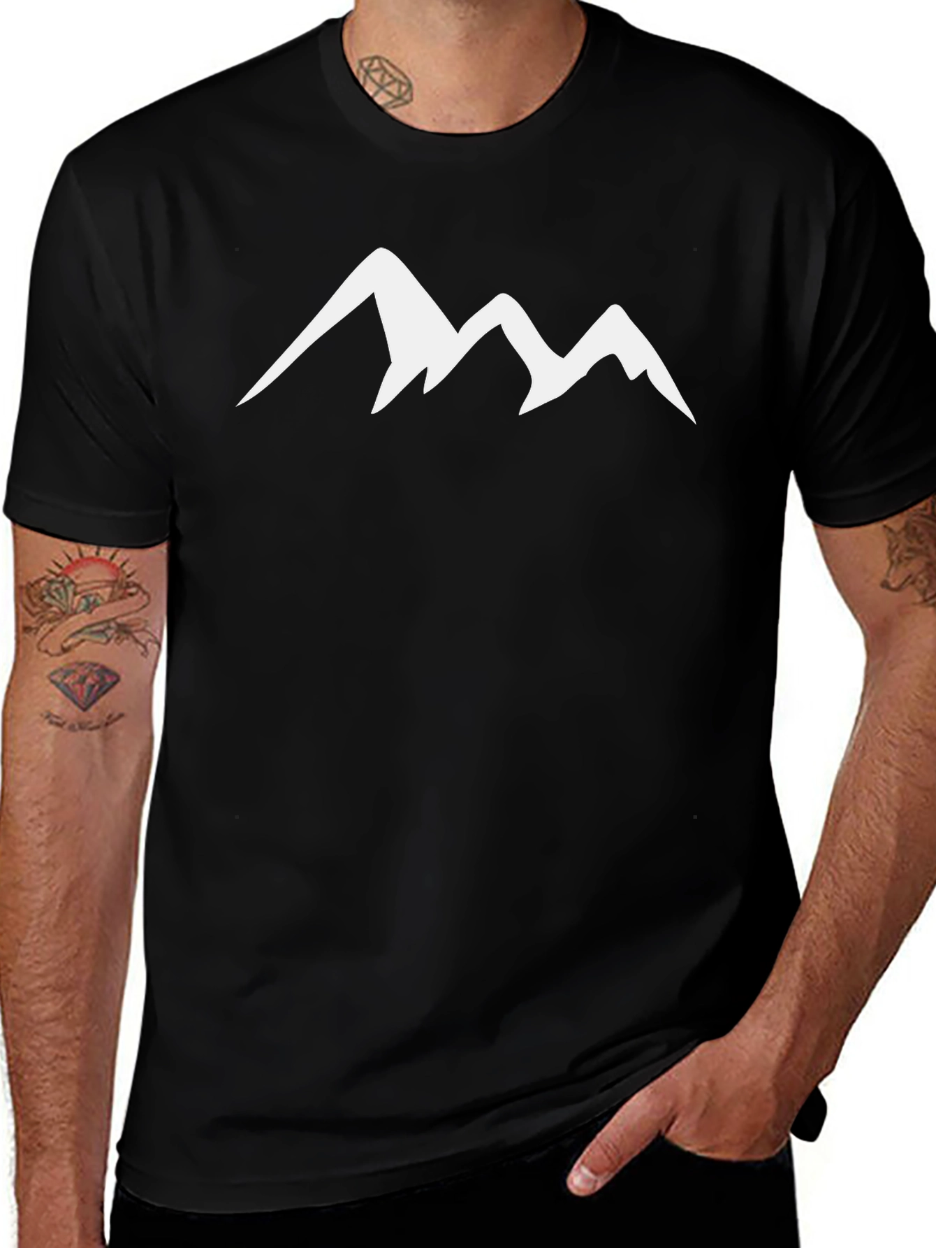 Variant 12 of Mountain Peak Graphic Tee - Black Cotton Casual Shirt