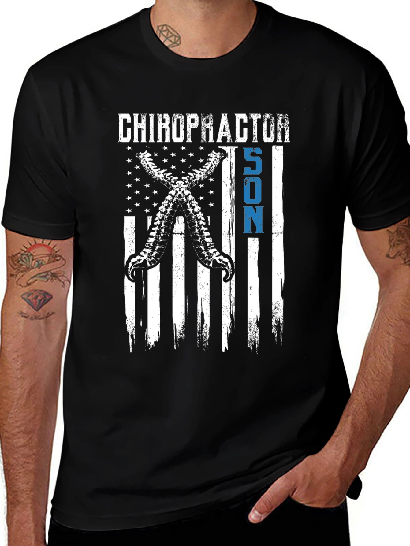Chiropractor Son American Flag T-Shirt