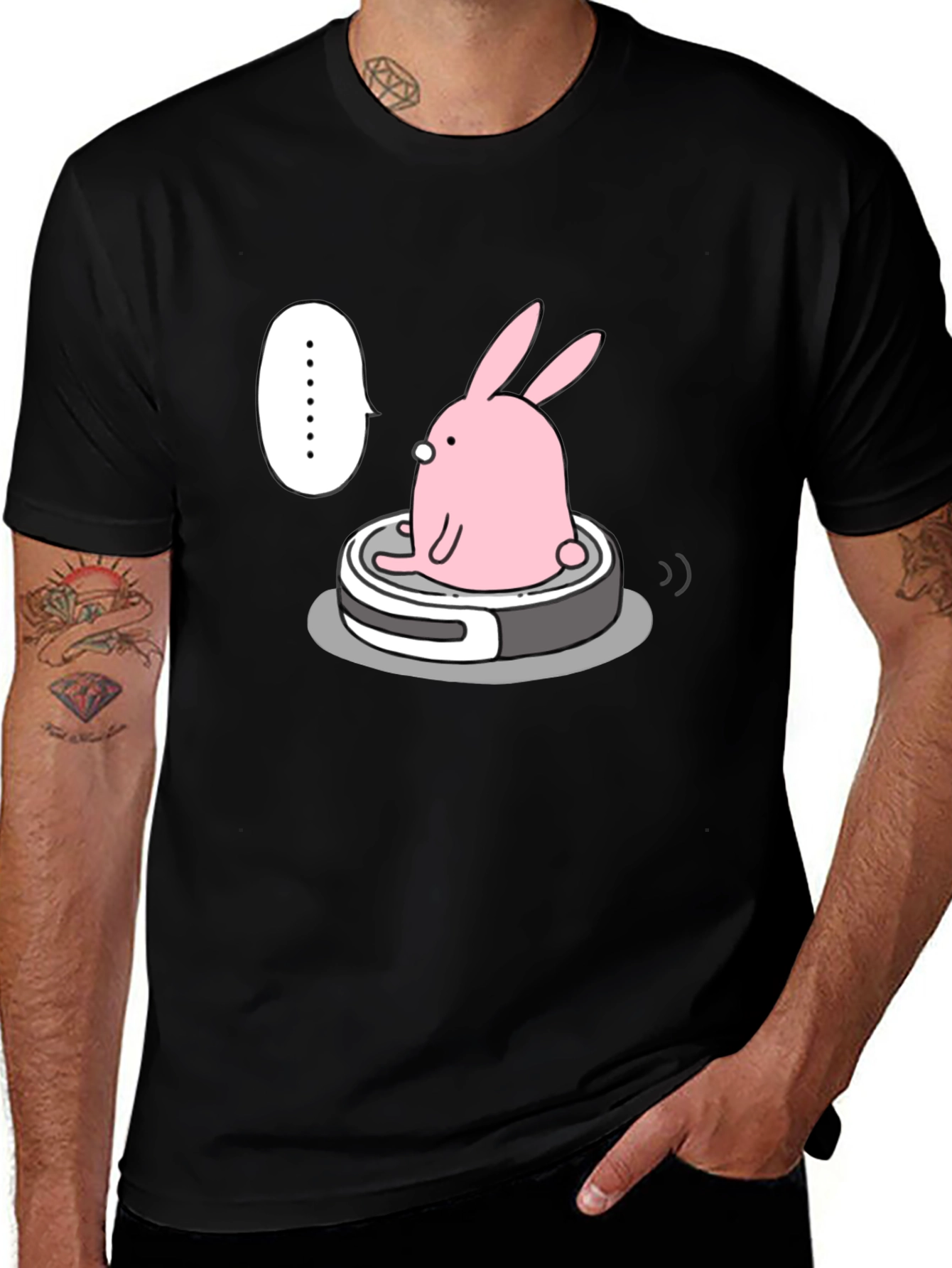 Bunny on Vacuum T-Shirt - Cute Robot Design