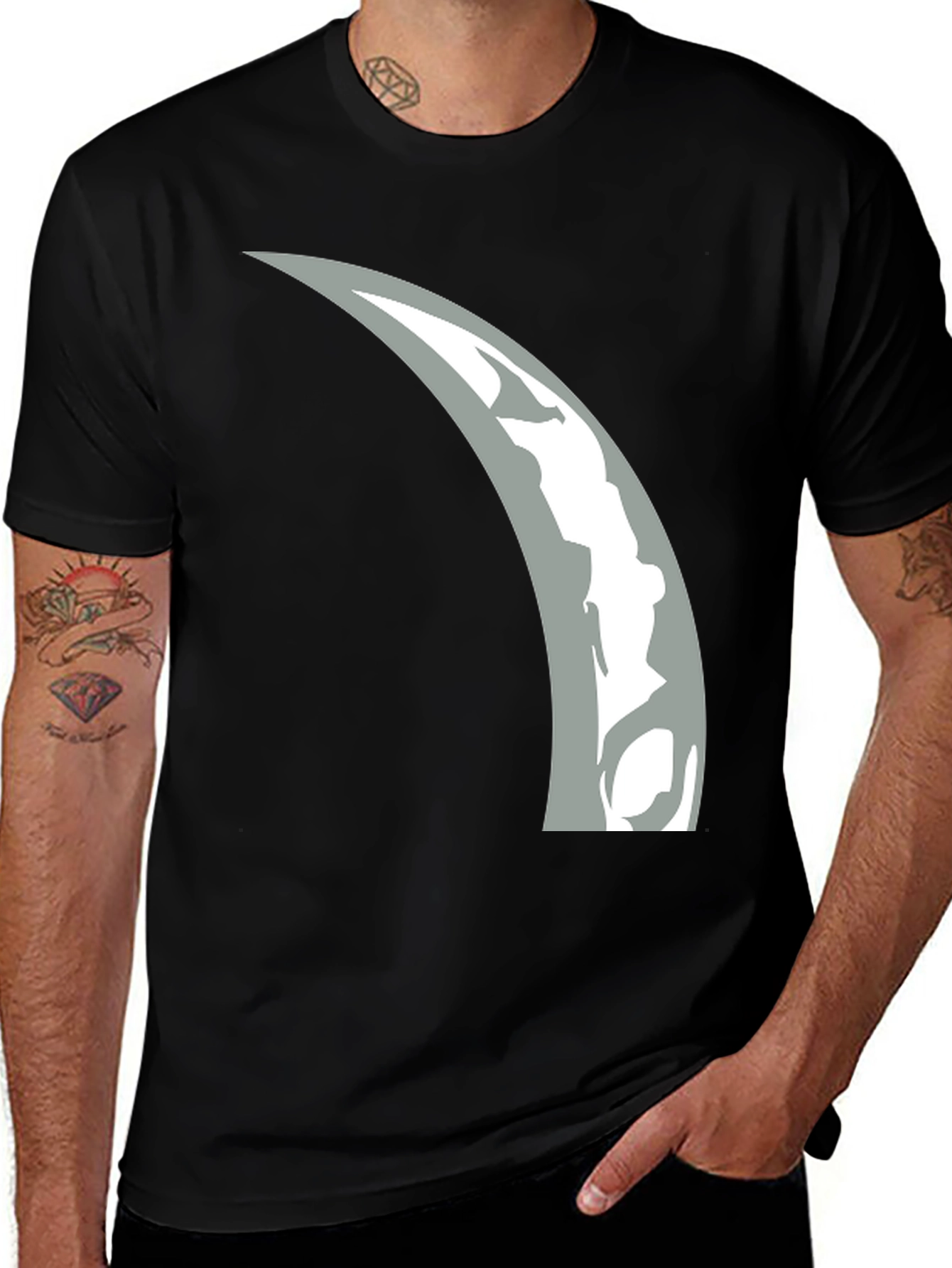 Variant 27 of Crescent Moon Graphic T-Shirt - Modern Black Tee