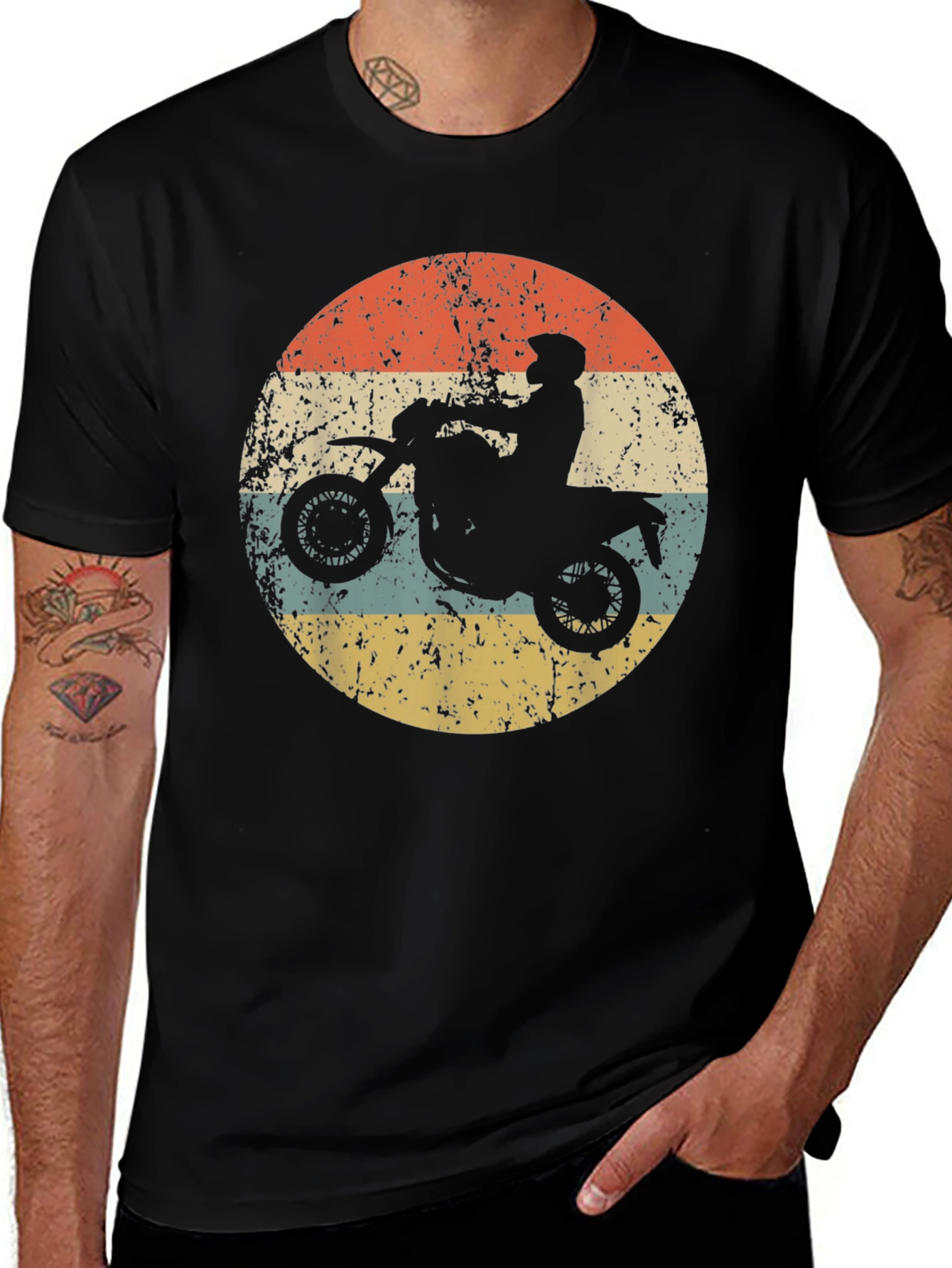 Black Retro Motorcycle Rider Graphic Tee - Black main image