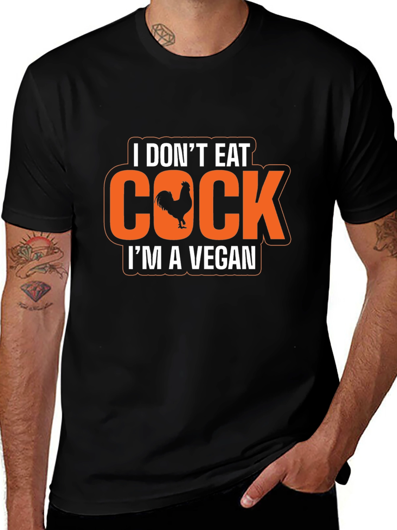 Variant 29 of Vegan Humor T-Shirt - "I Don't Eat Cock"