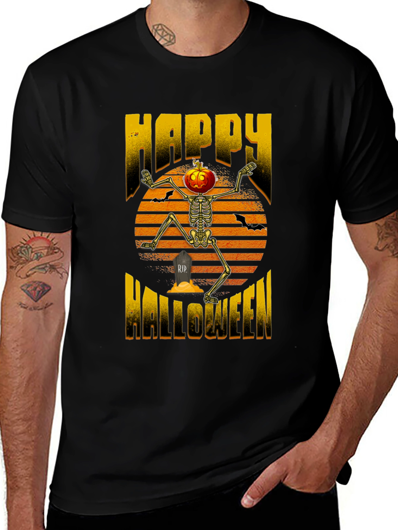 Variant 28 of Happy Halloween Pumpkin Skeleton T-Shirt
