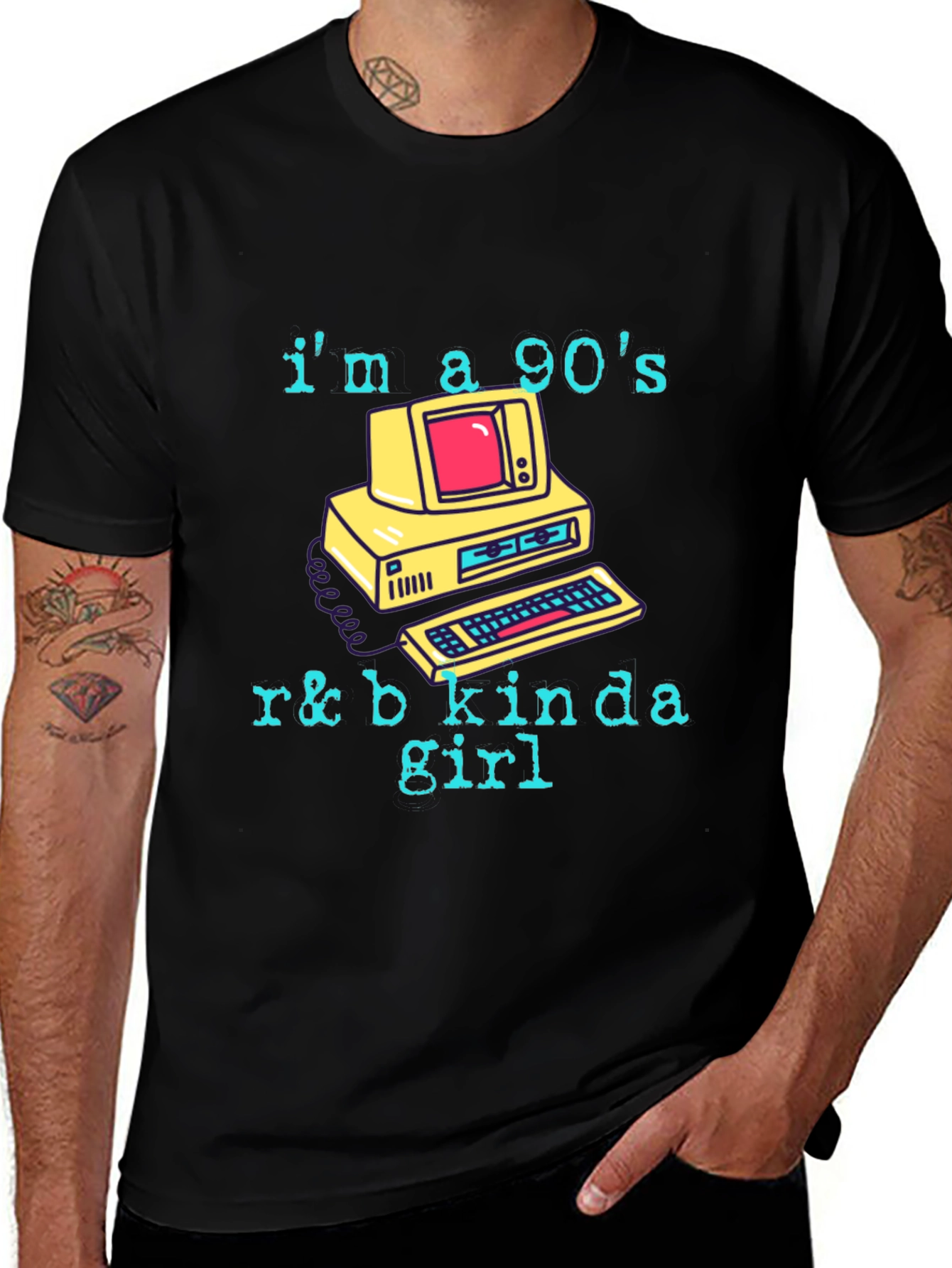 90's R&B Kinda Girl Graphic Tee - Retro Computer Print