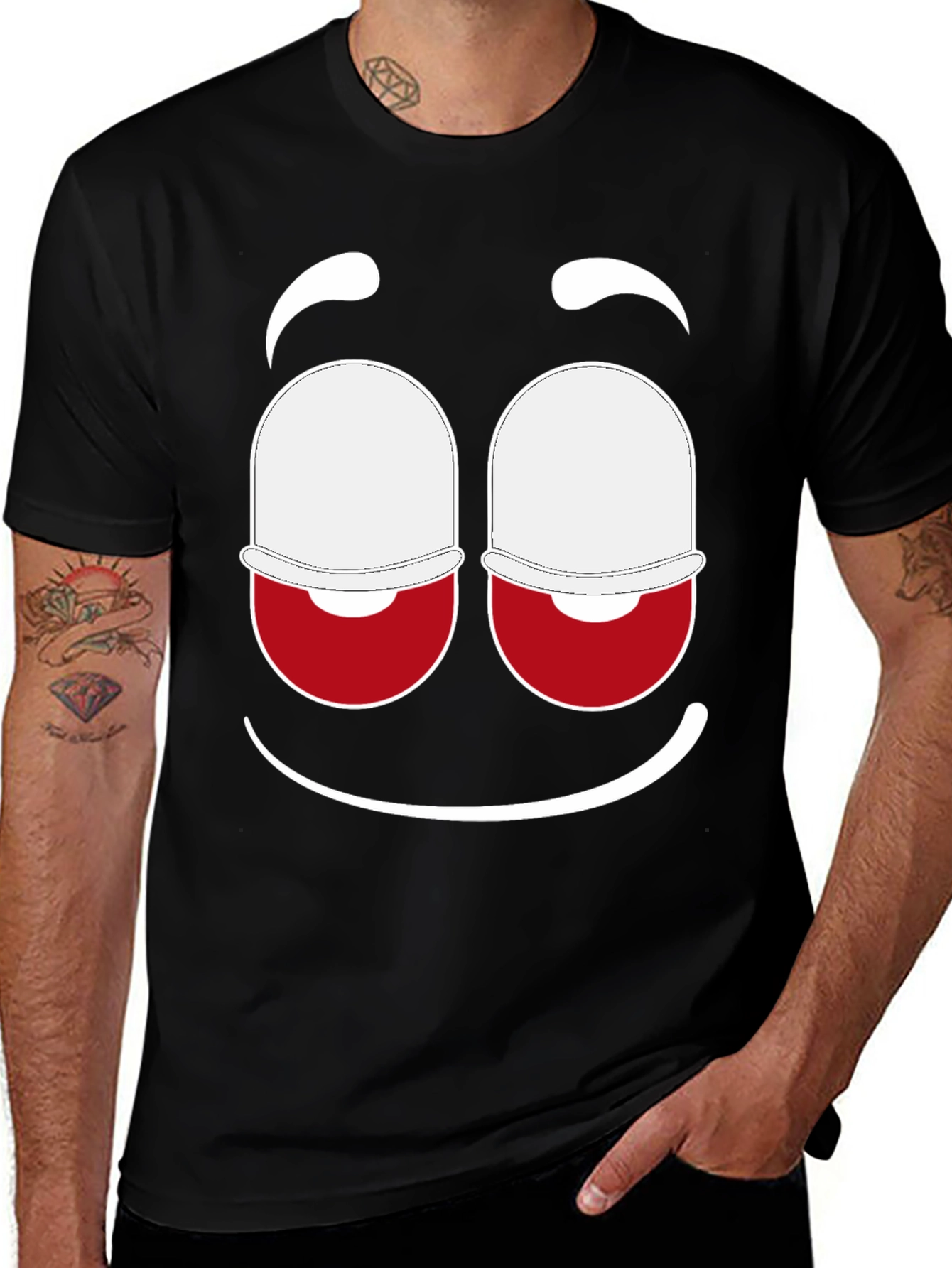 Variant 19 of Funny Face Graphic Tee - Black Cotton Blend