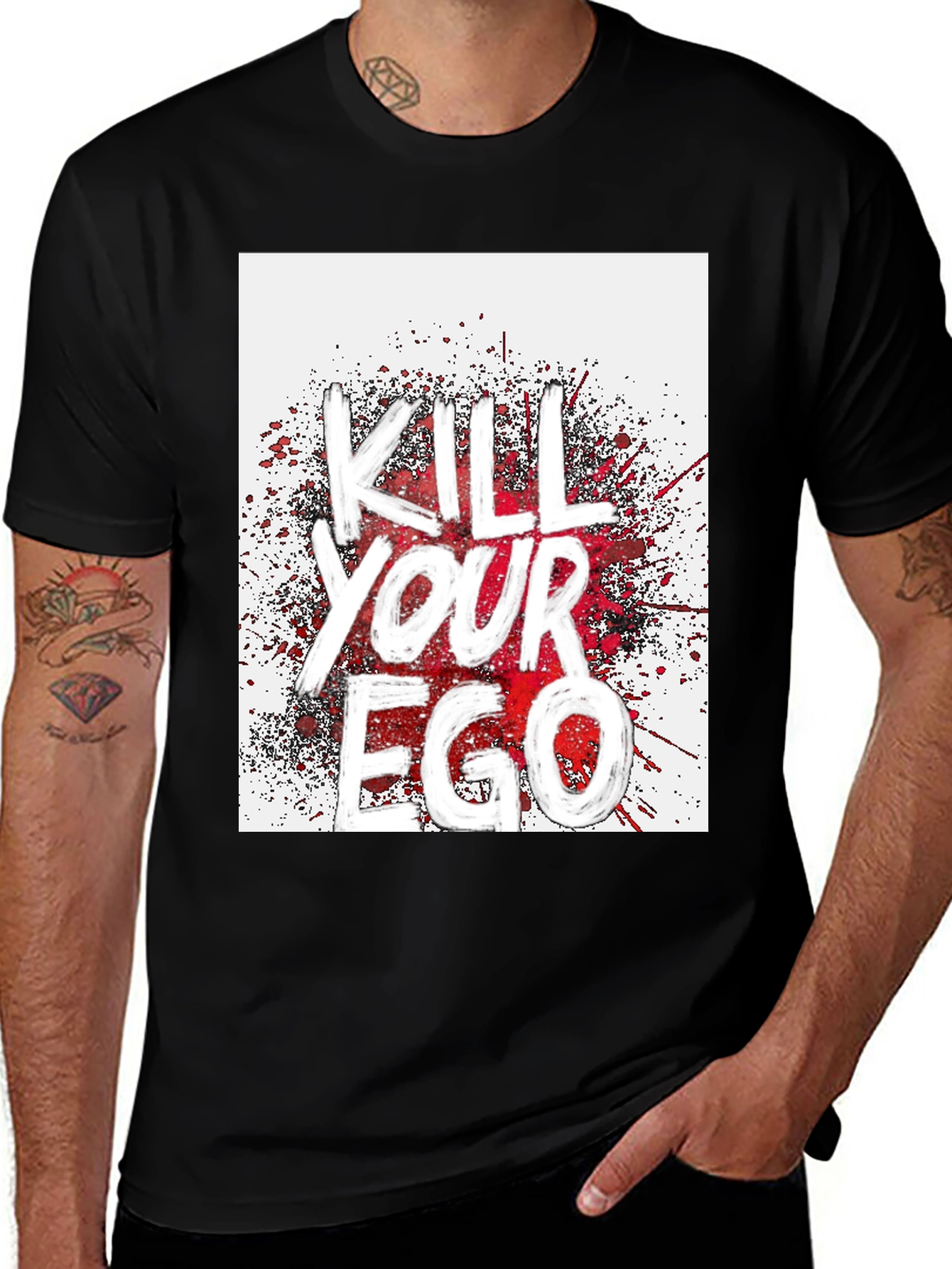 Variant 29 of Kill Your Ego Graphic Tee - Black Cotton Blend