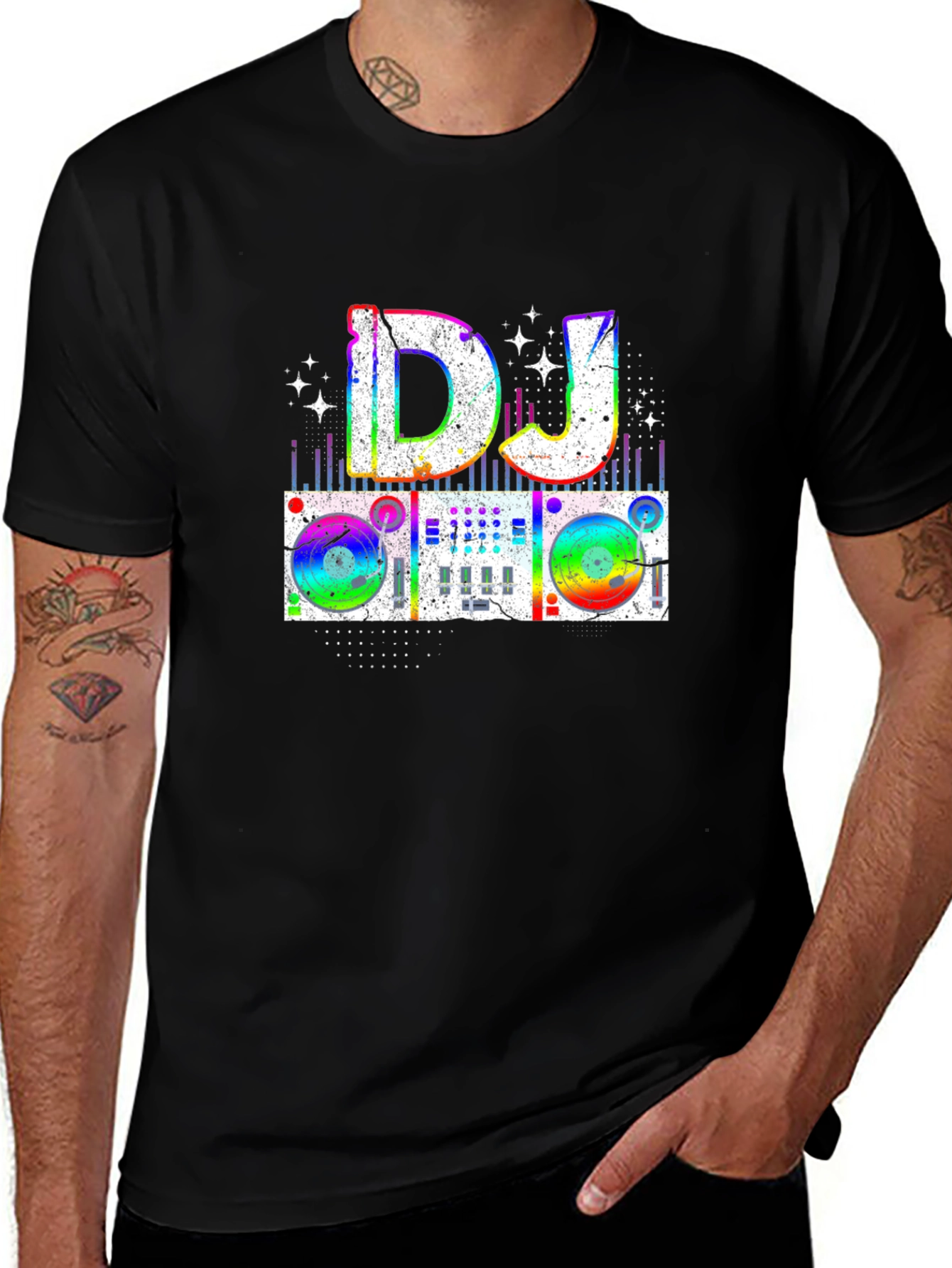 Variant 23 of Colorful DJ Turntable Graphic T-Shirt