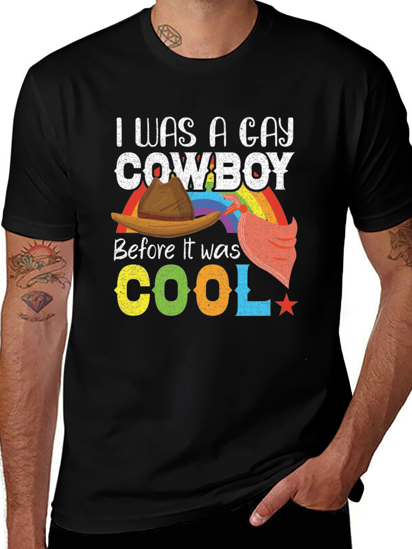 Variant 8 of Gay Cowboy T-Shirt: Before It Was Cool Rainbow Pride Tee