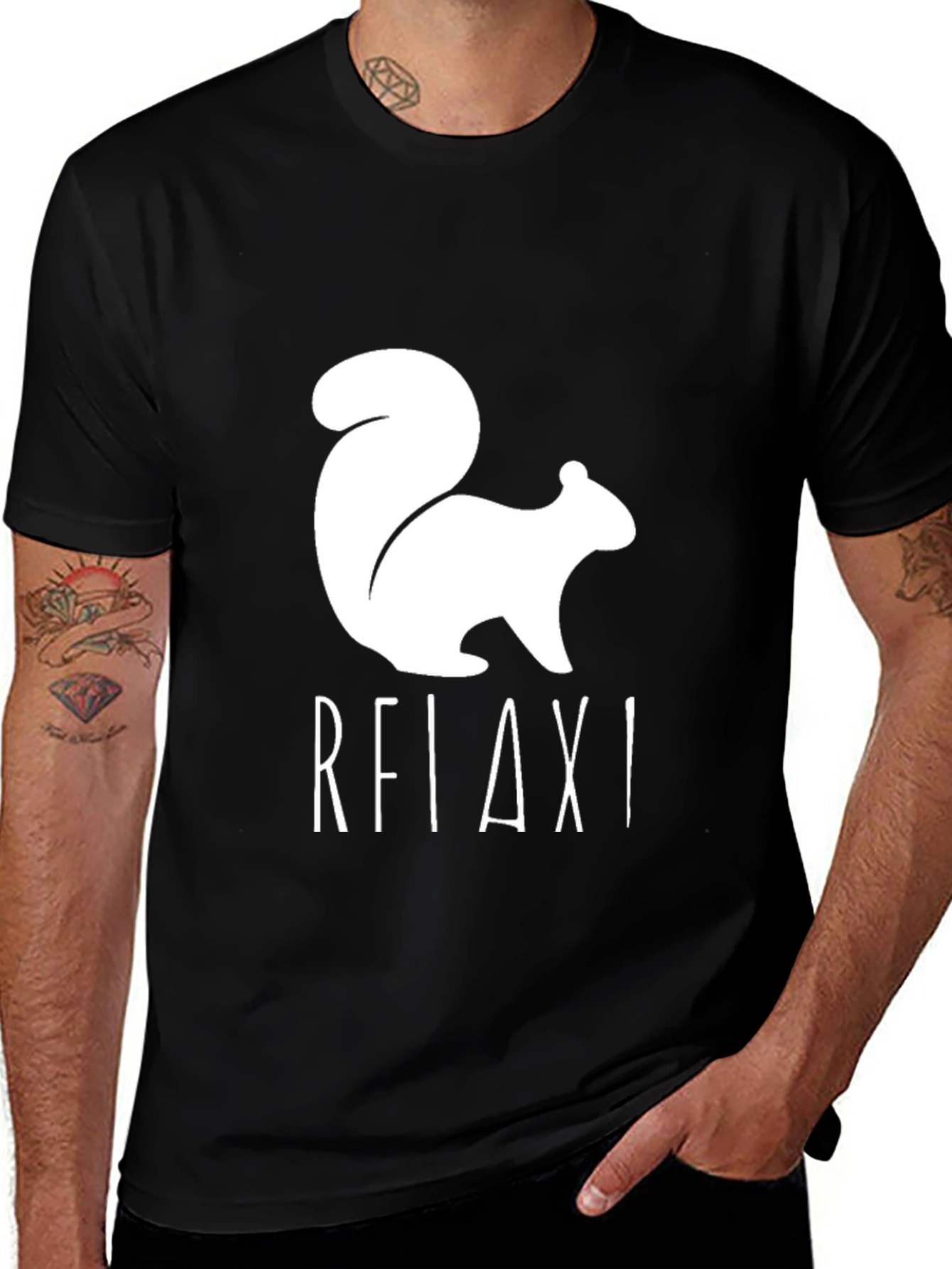 Variant 6 of Relax! Squirrel Graphic Tee - Black
