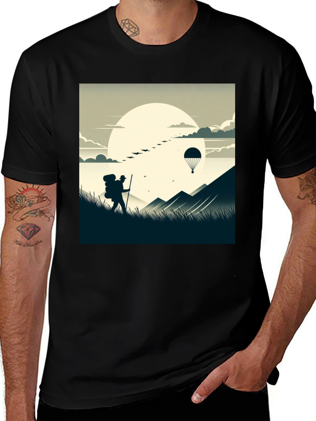 Scenic Hiker Graphic T-Shirt - Mountain Adventure Tee