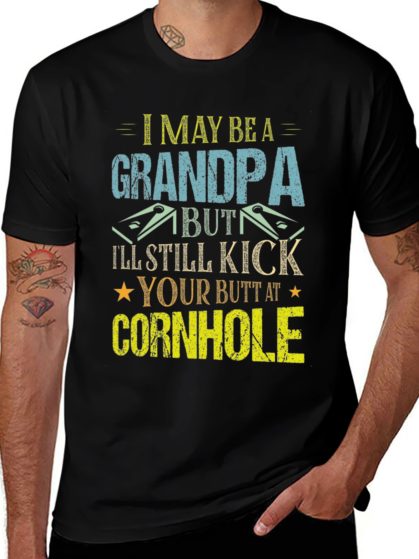Variant 19 of Grandpa Cornhole T-Shirt: I'll Still Kick Your Butt