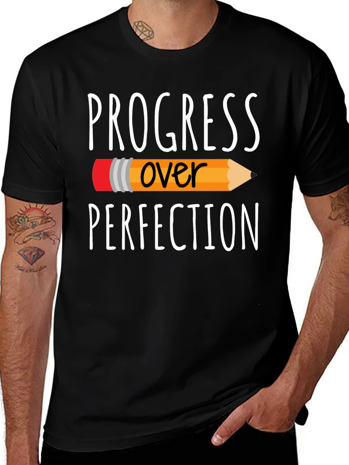 Variant 23 of Progress Over Perfection Graphic Tee - Black T-Shirt