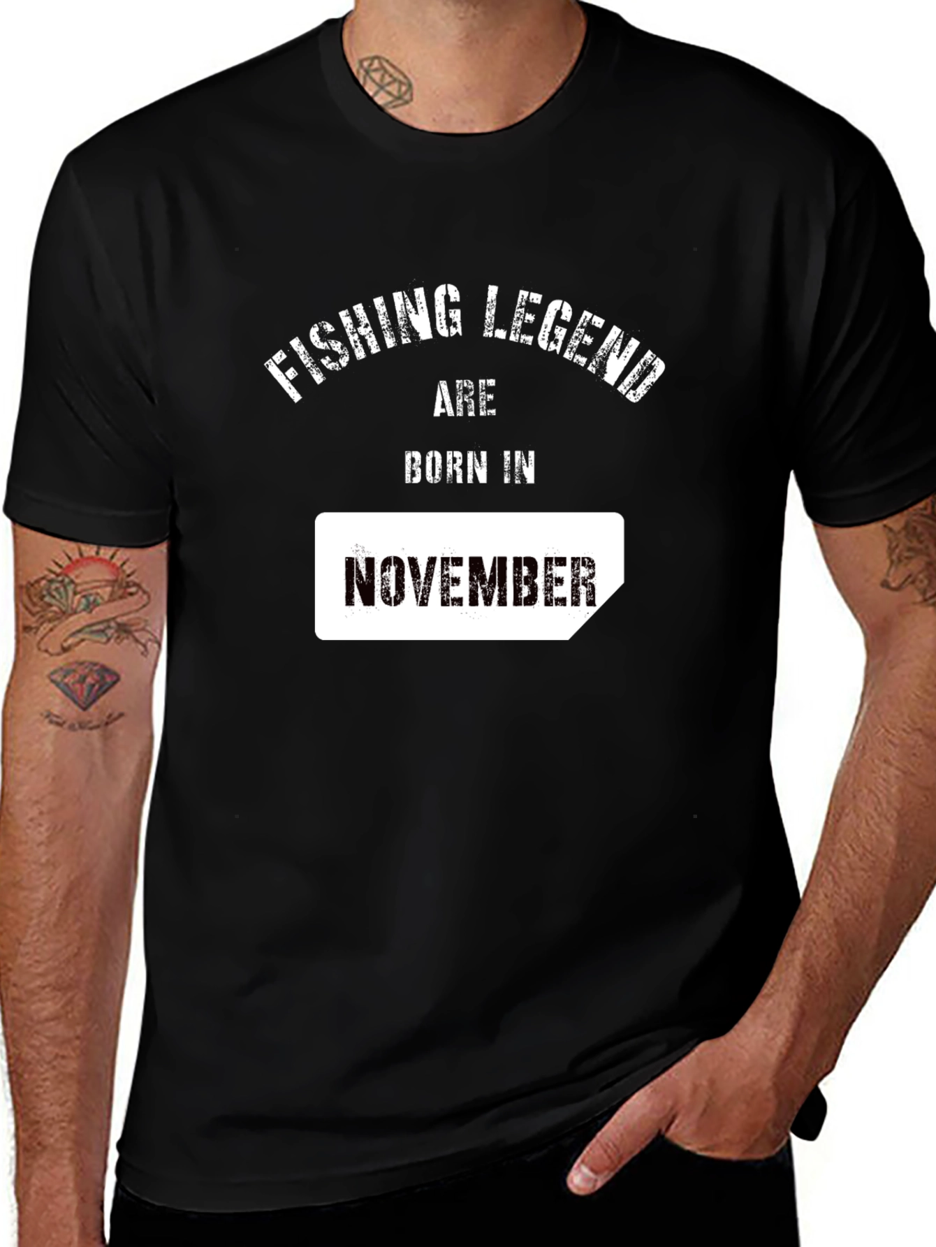 Variant 19 of Fishing Legend Born in November Black T-Shirt