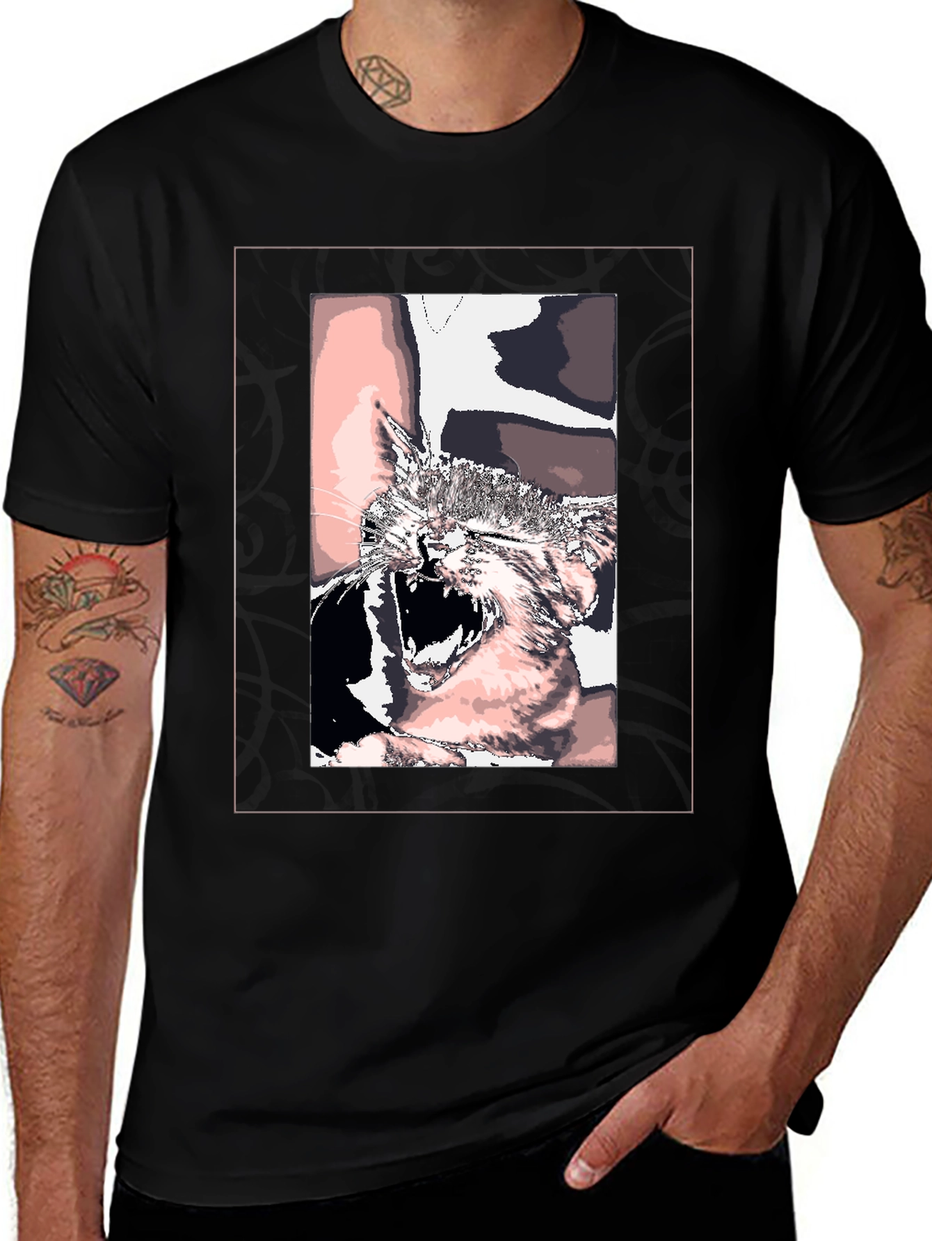 Variant 2 of Cat Graphic Black T-Shirt