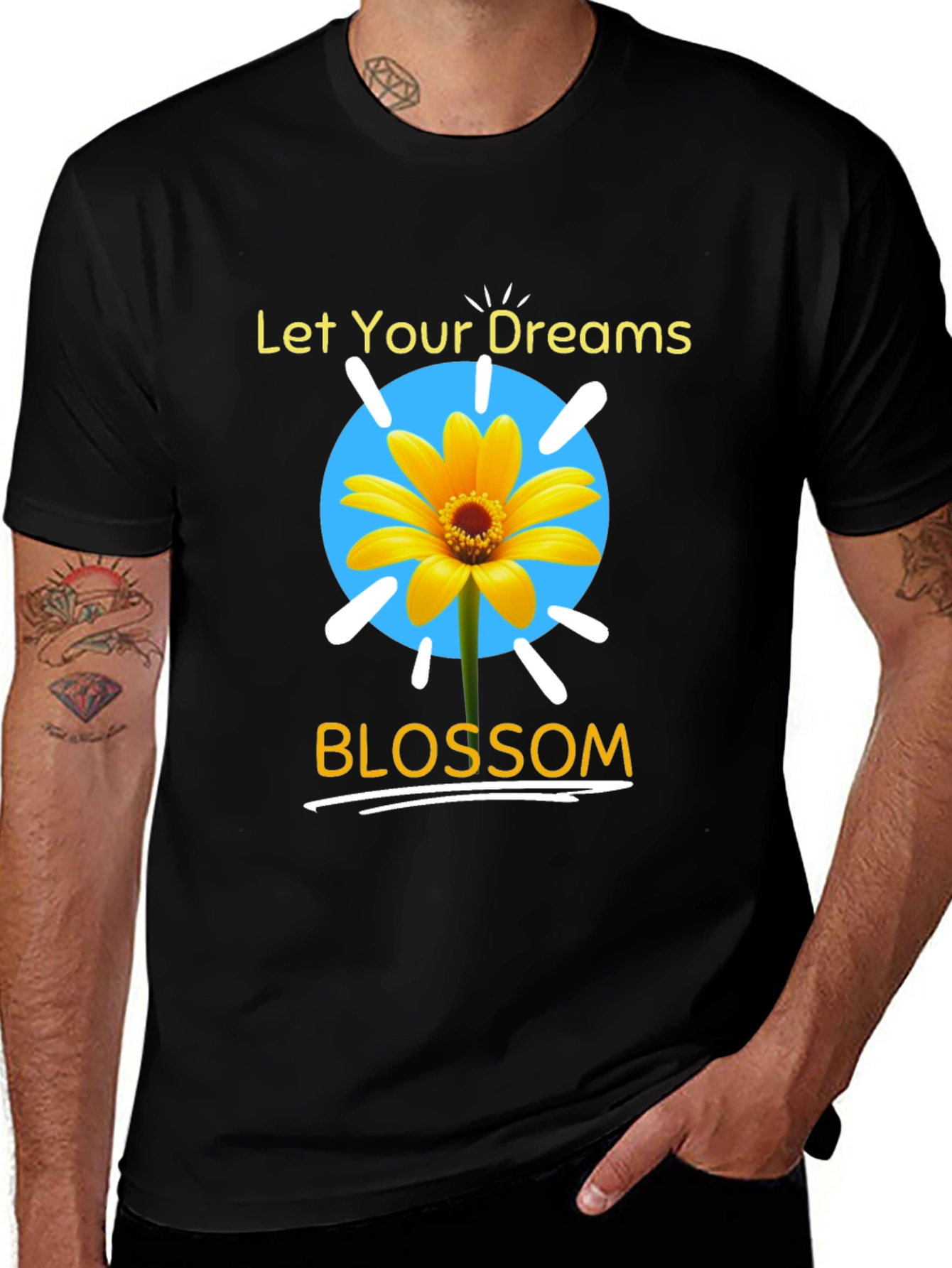 Black Dream Blossom Graphic Tee - Black Unisex T-Shirt main image