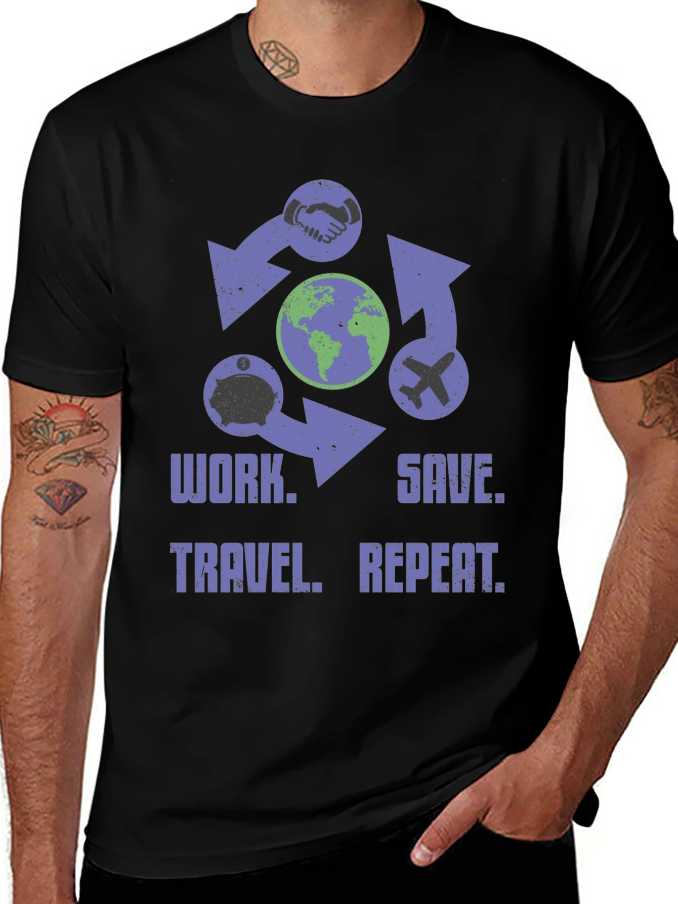 Variant 9 of Work Save Travel Repeat T-Shirt