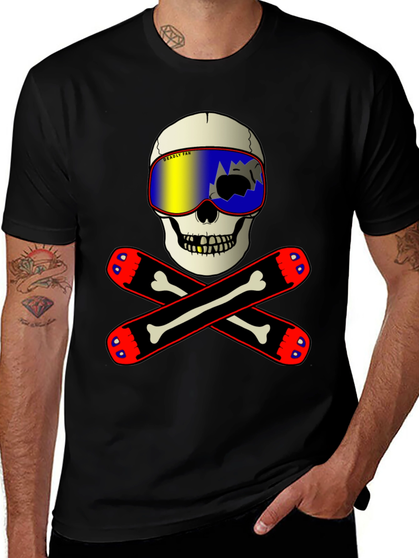 Variant 23 of Skull & Skis Graphic Tee - Deadly Fan T-Shirt