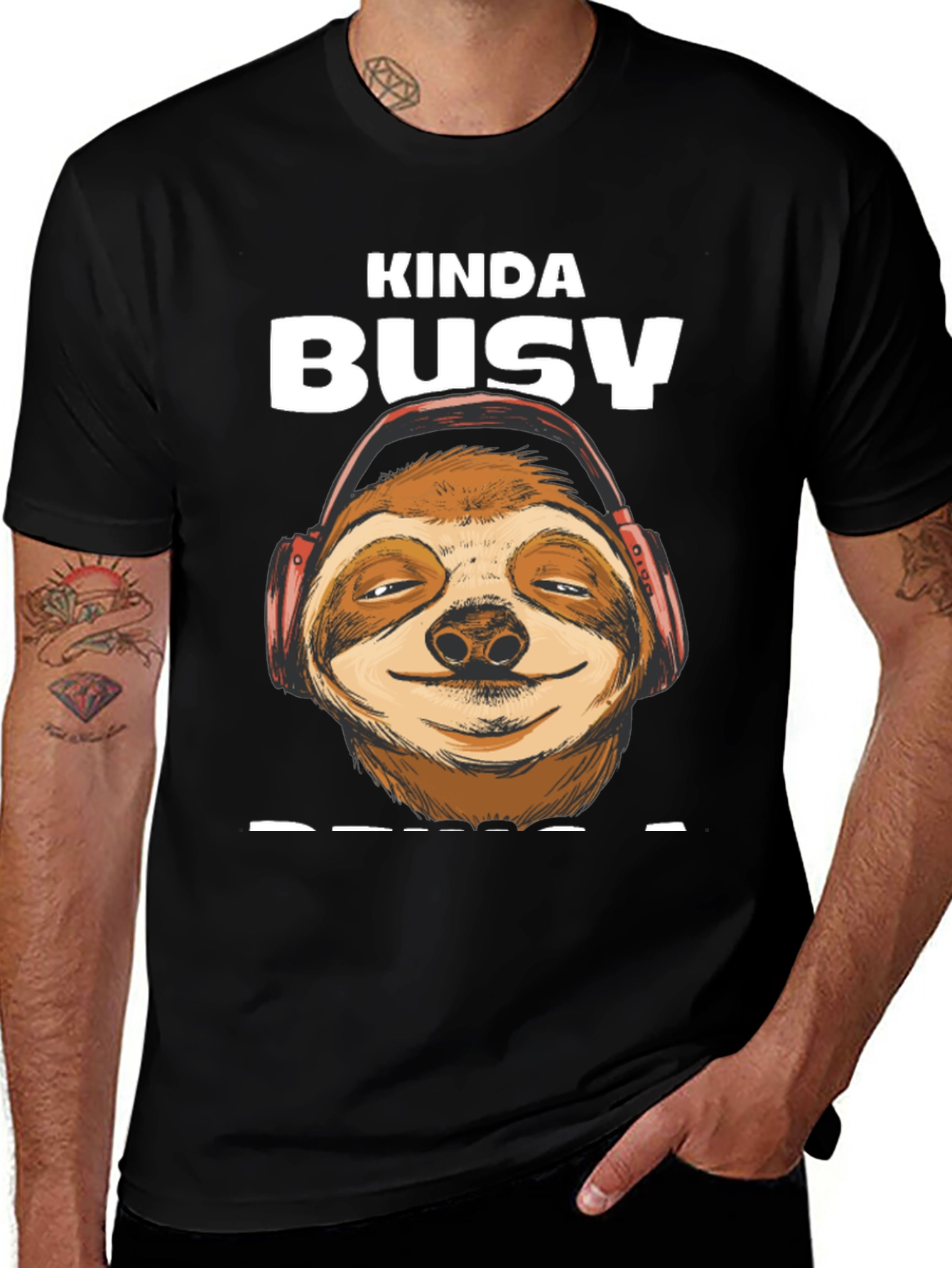 Variant 12 of Kinda Busy Listening Sloth T-Shirt