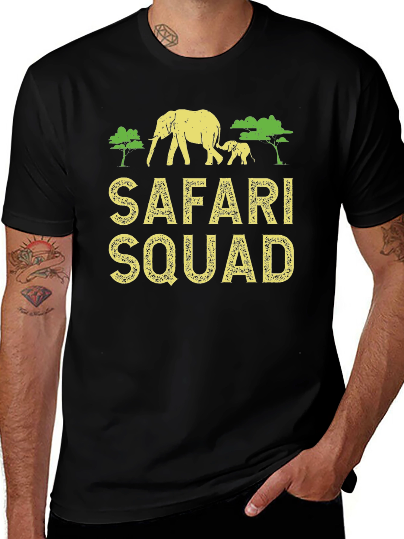 Variant 16 of Safari Squad T-Shirt: Elephant & Baby Graphic Tee