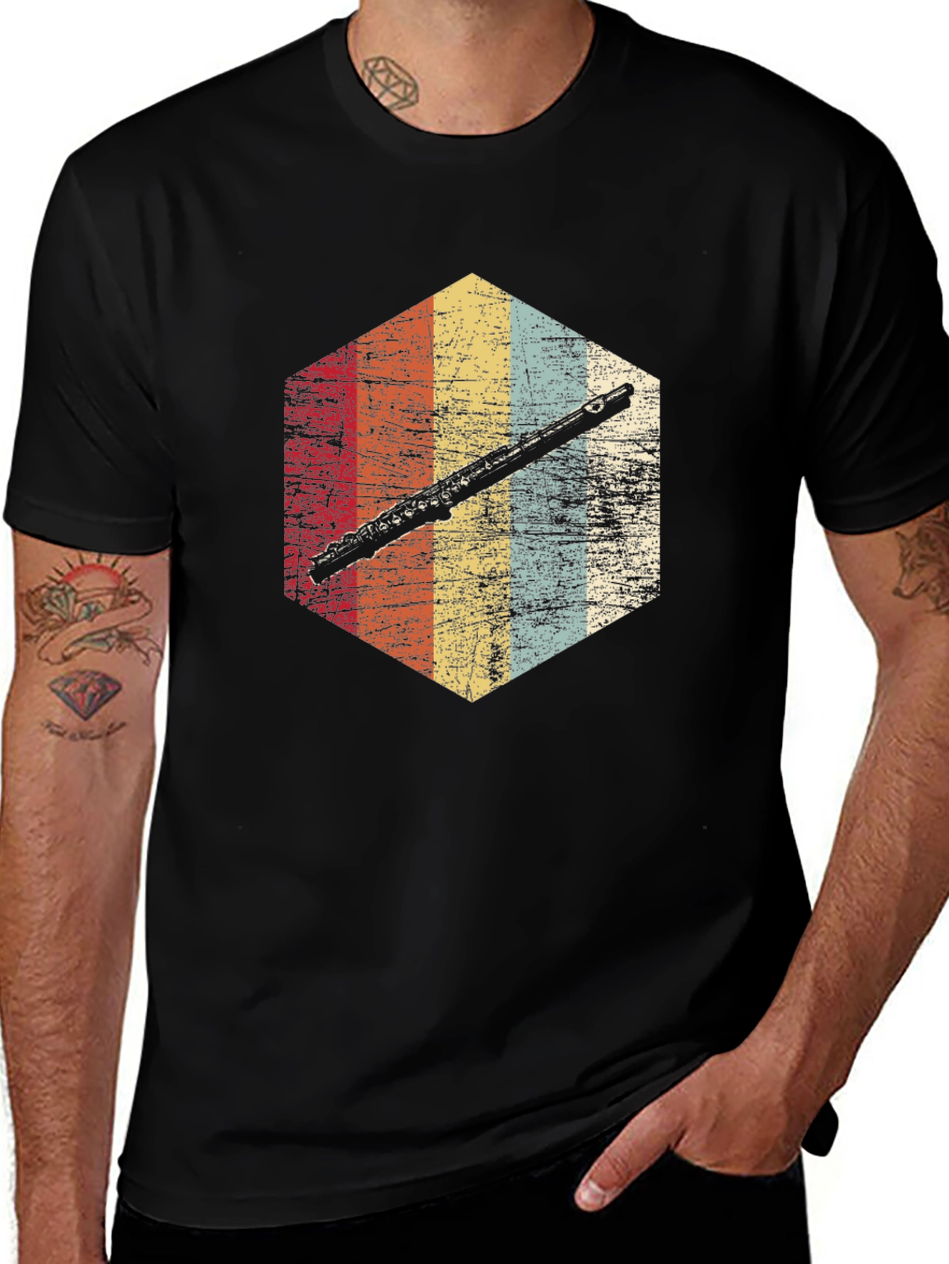 Variant 25 of Retro Flute Graphic Tee - Musician Style Shirt