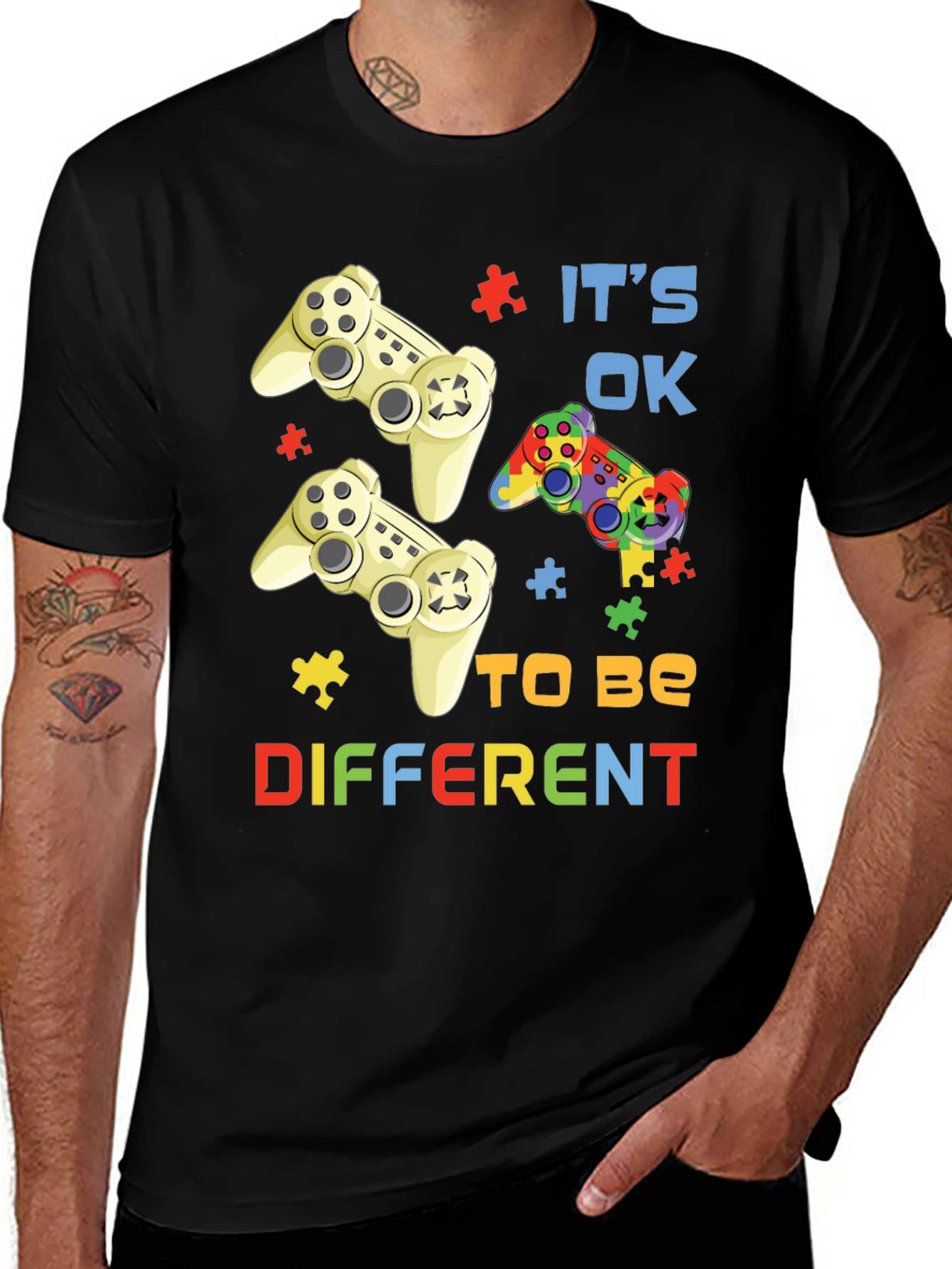 Variant 10 of Autism Acceptance Gamer T-Shirt