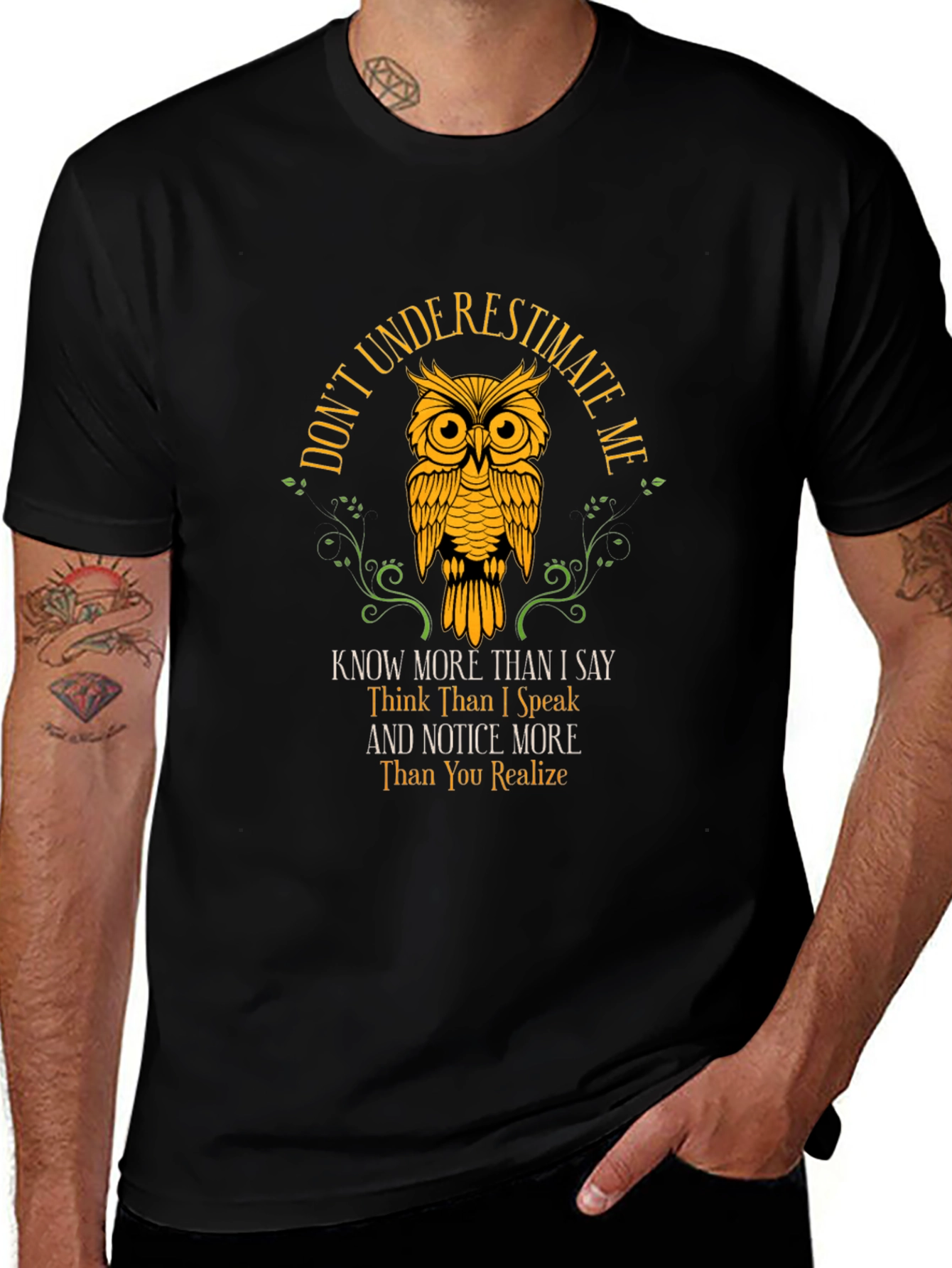 Variant 25 of Don't Underestimate Me Owl Graphic Tee