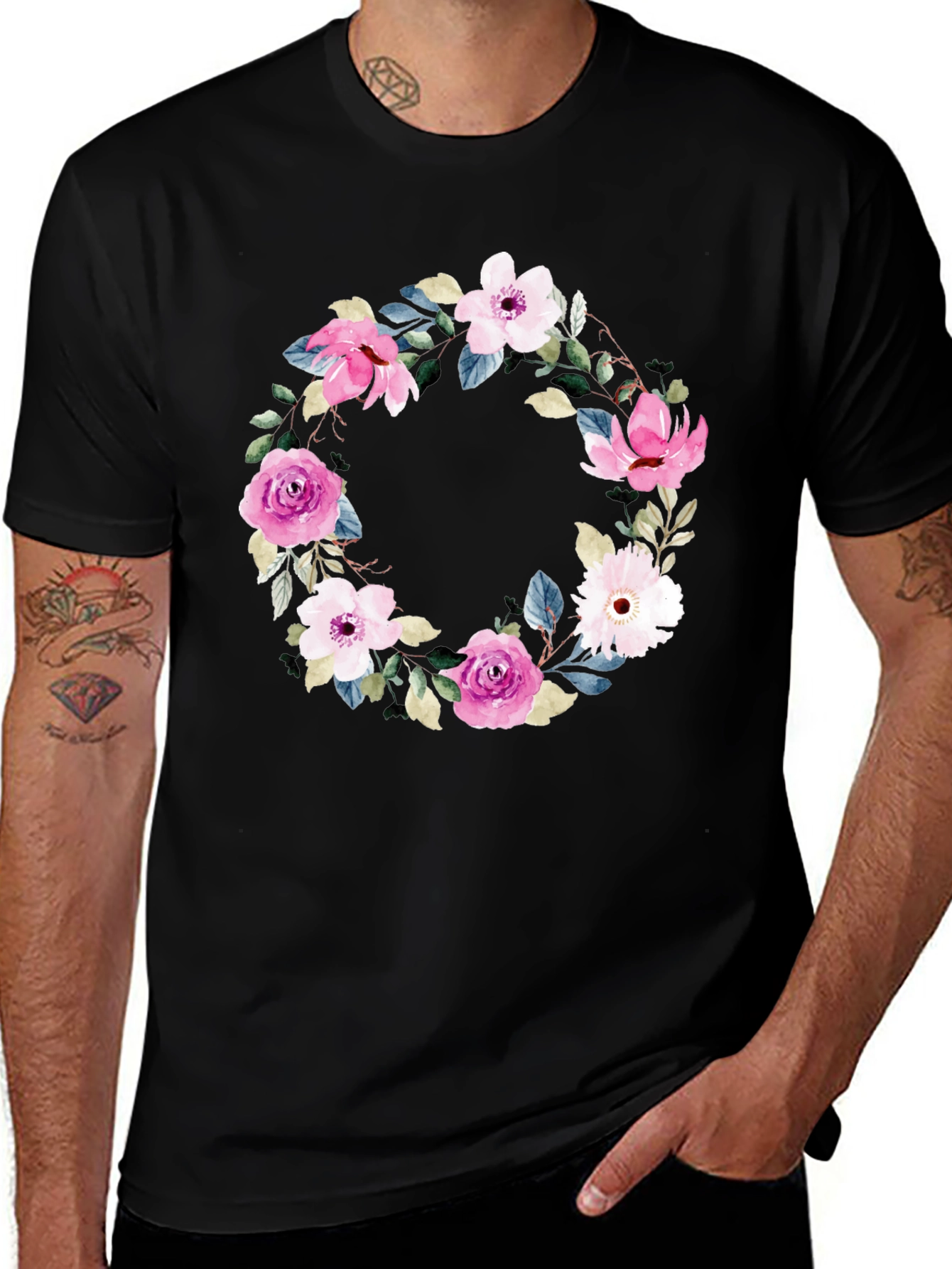 Variant 16 of Floral Wreath T-Shirt - Stylish & Comfortable
