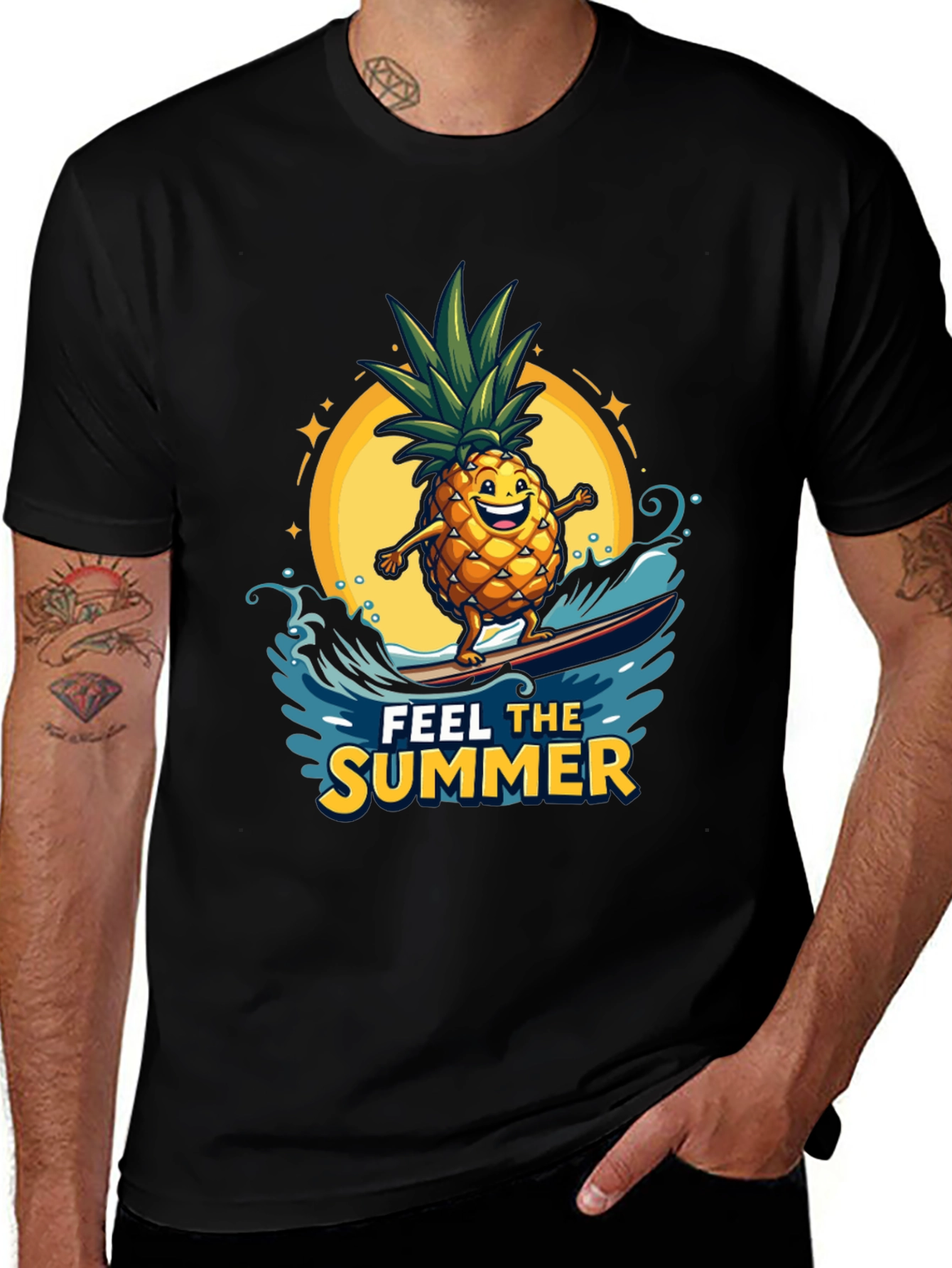 Variant 25 of Summer Pineapple Surfing Graphic T-Shirt