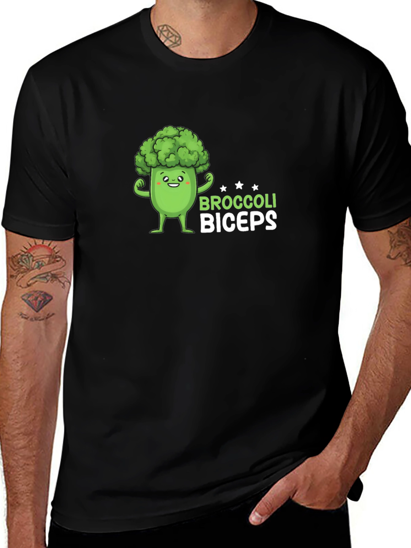 Variant 8 of Broccoli Biceps Black T-Shirt - Funny Gym Tee