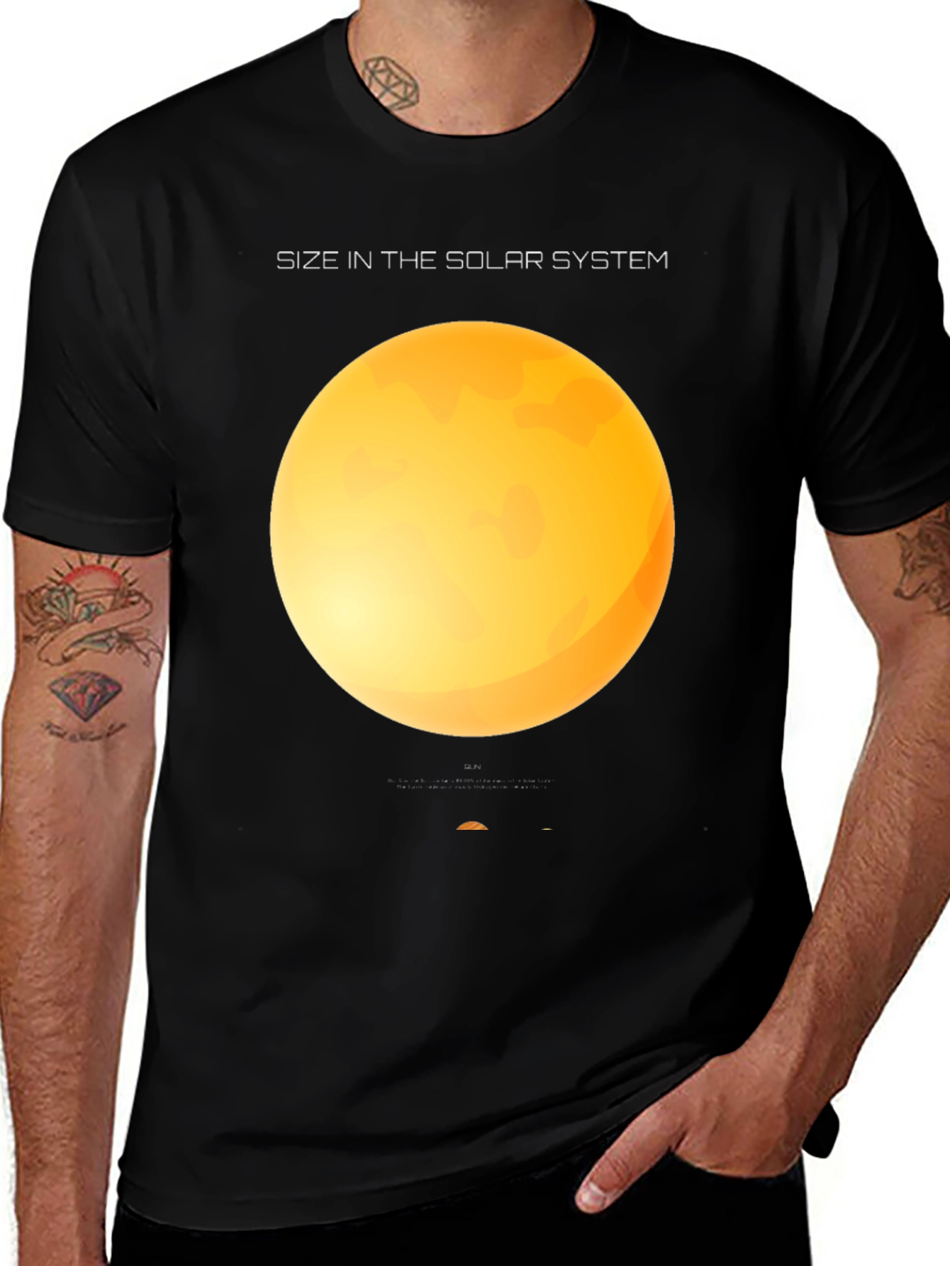Variant 25 of Solar System Size Graphic Black T-Shirt