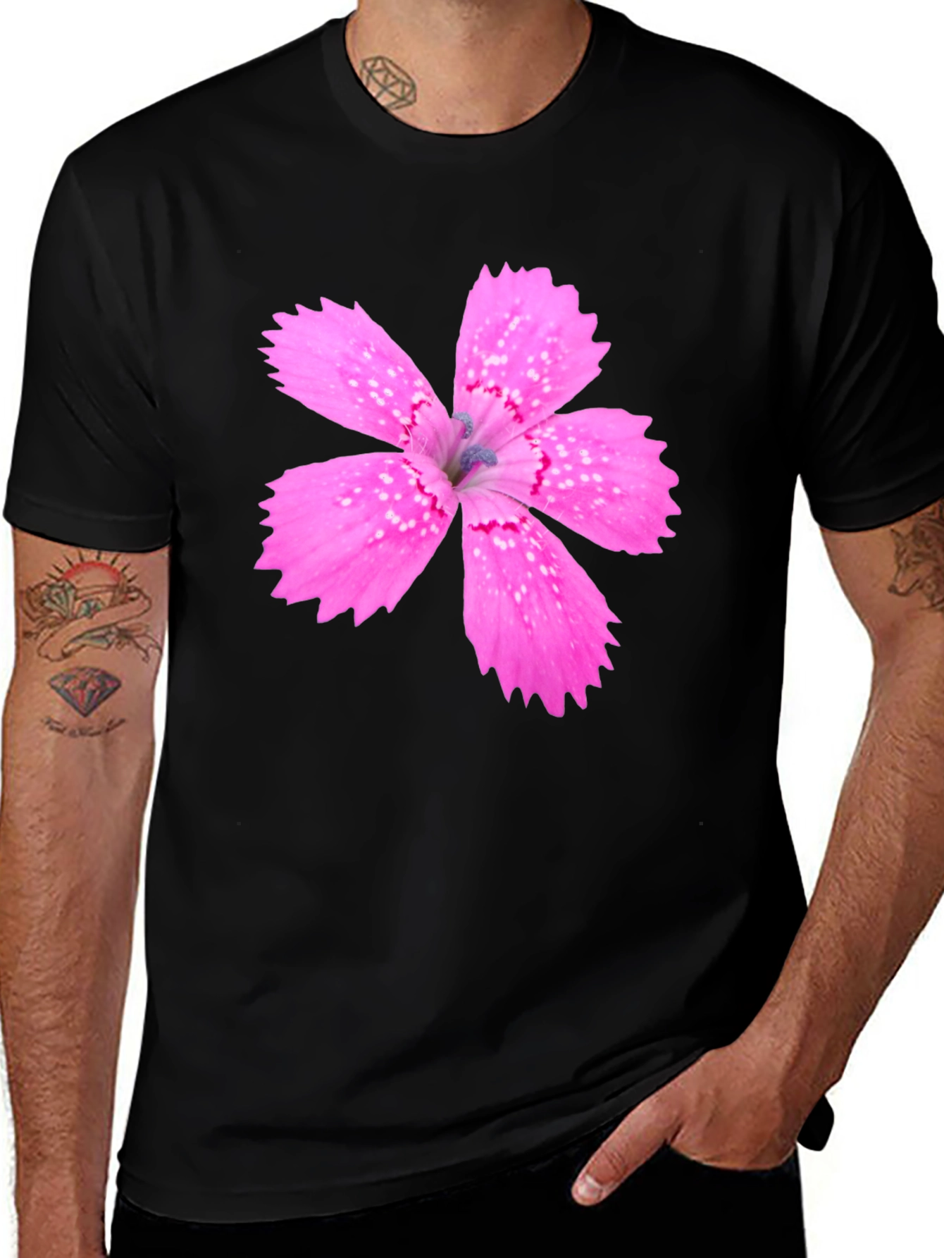 Variant 23 of Floral Print Black T-Shirt for Men