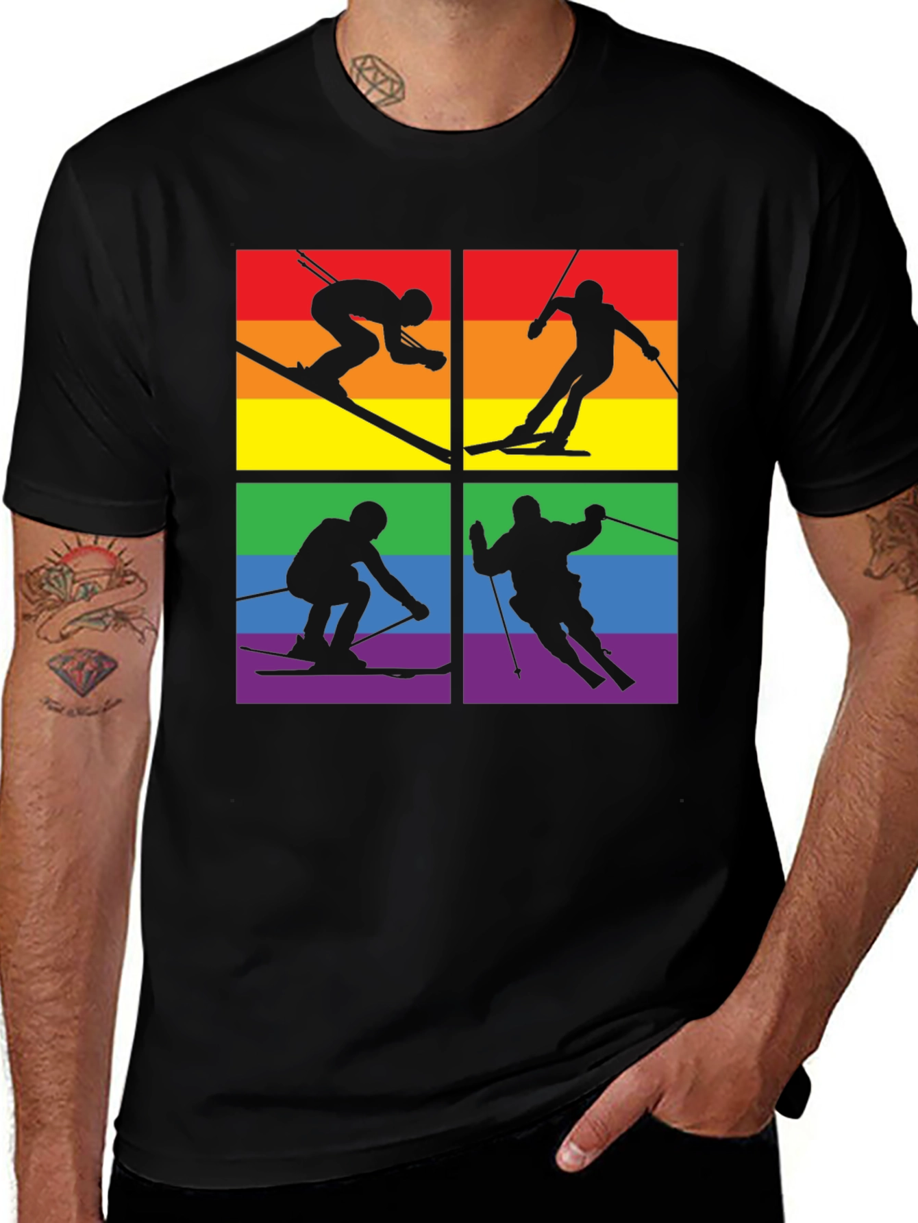 Variant 10 of LGBTQ+ Pride Skiing T-Shirt